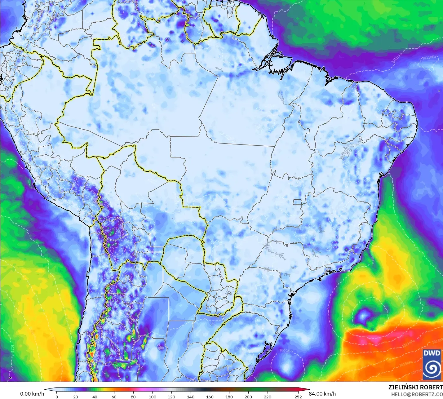 ICON model - Brezilya, En Yüksek Rüzgâr