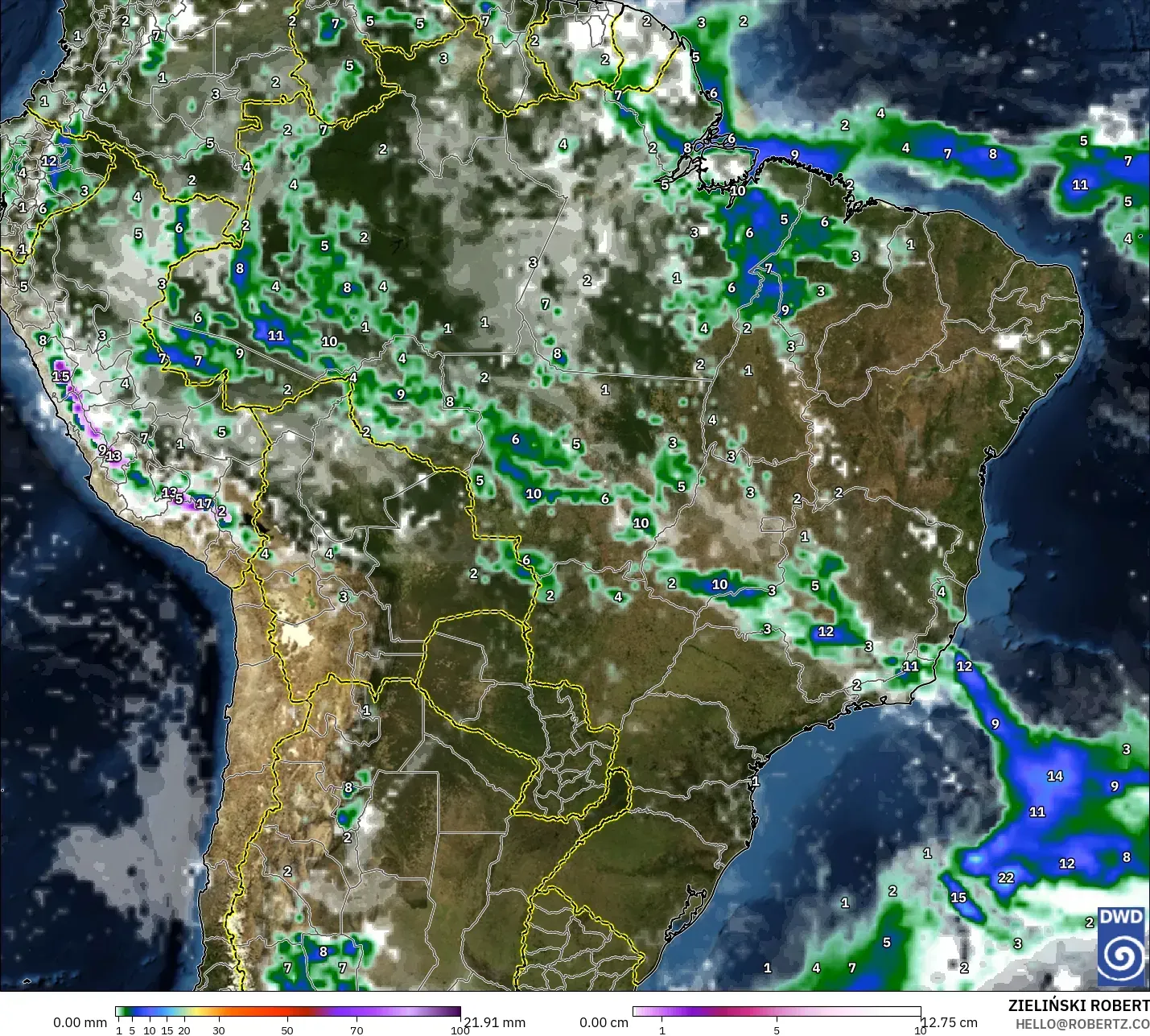 ICON model - Brezilya, Yağış, Bulut ve Basınç