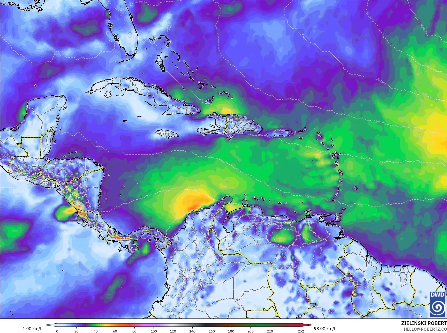 ICON model - Karayipler, En Yüksek Rüzgâr