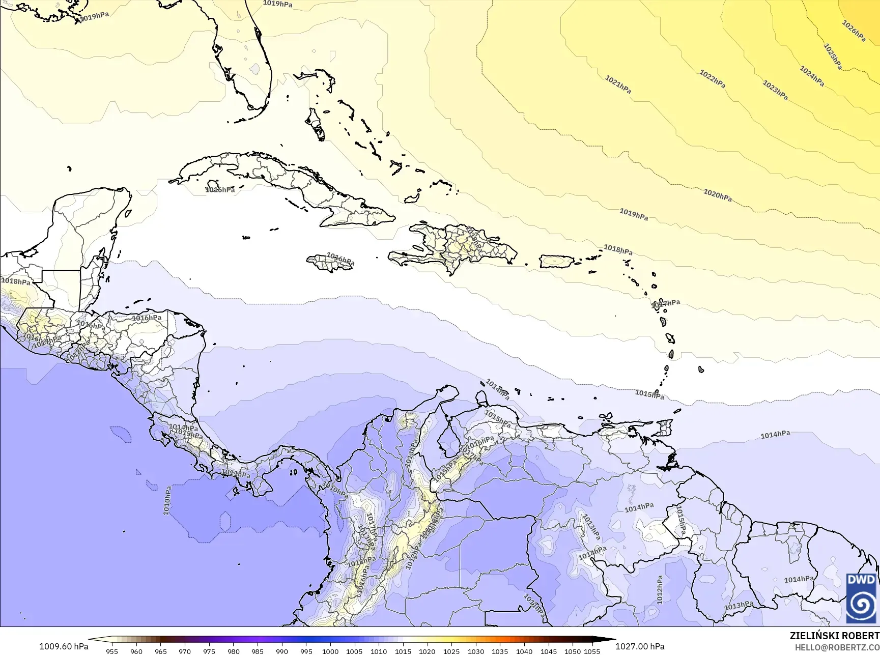 ICON model - Karayipler, Basınç