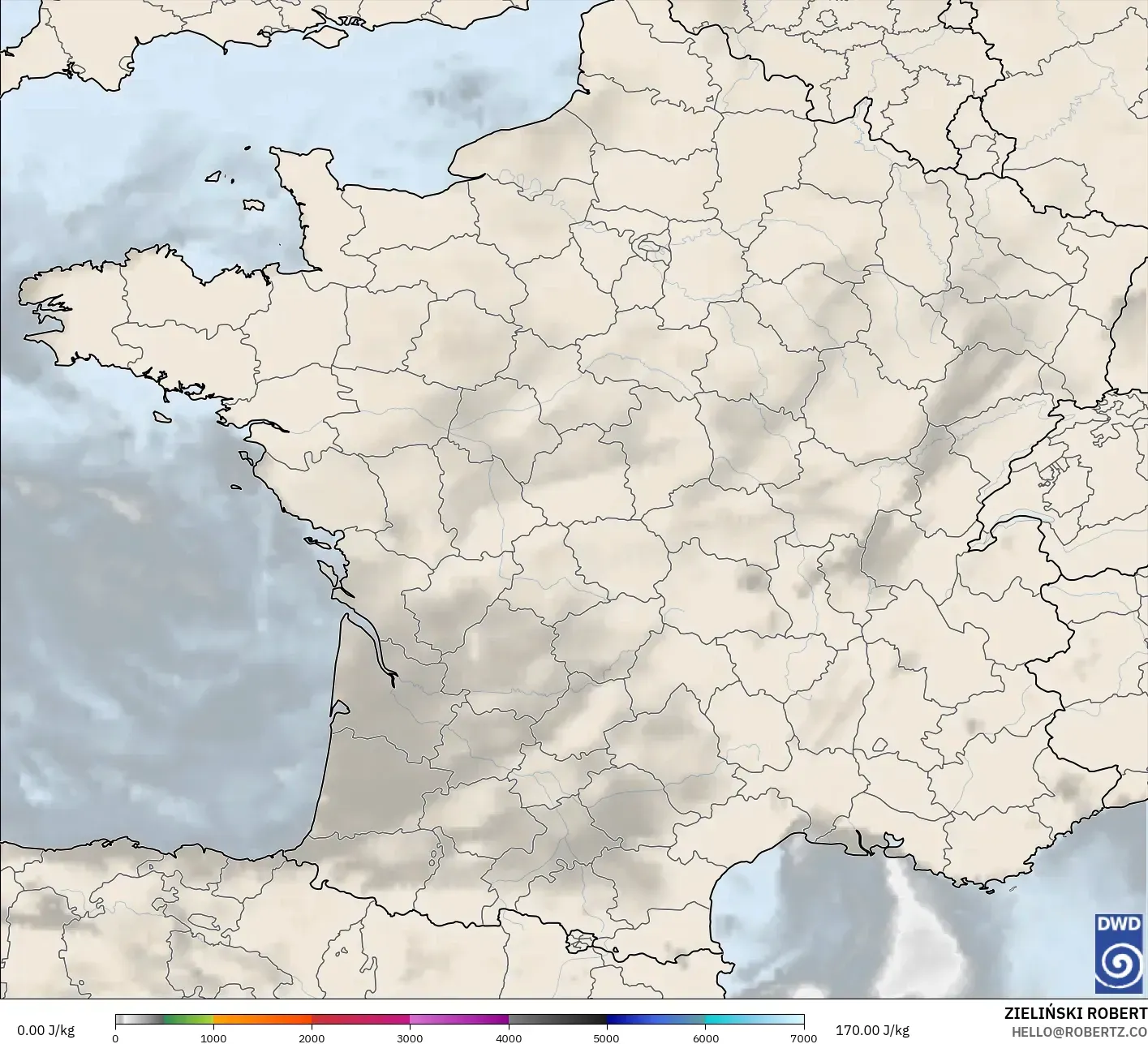 ICON model - Fransa, CAPE