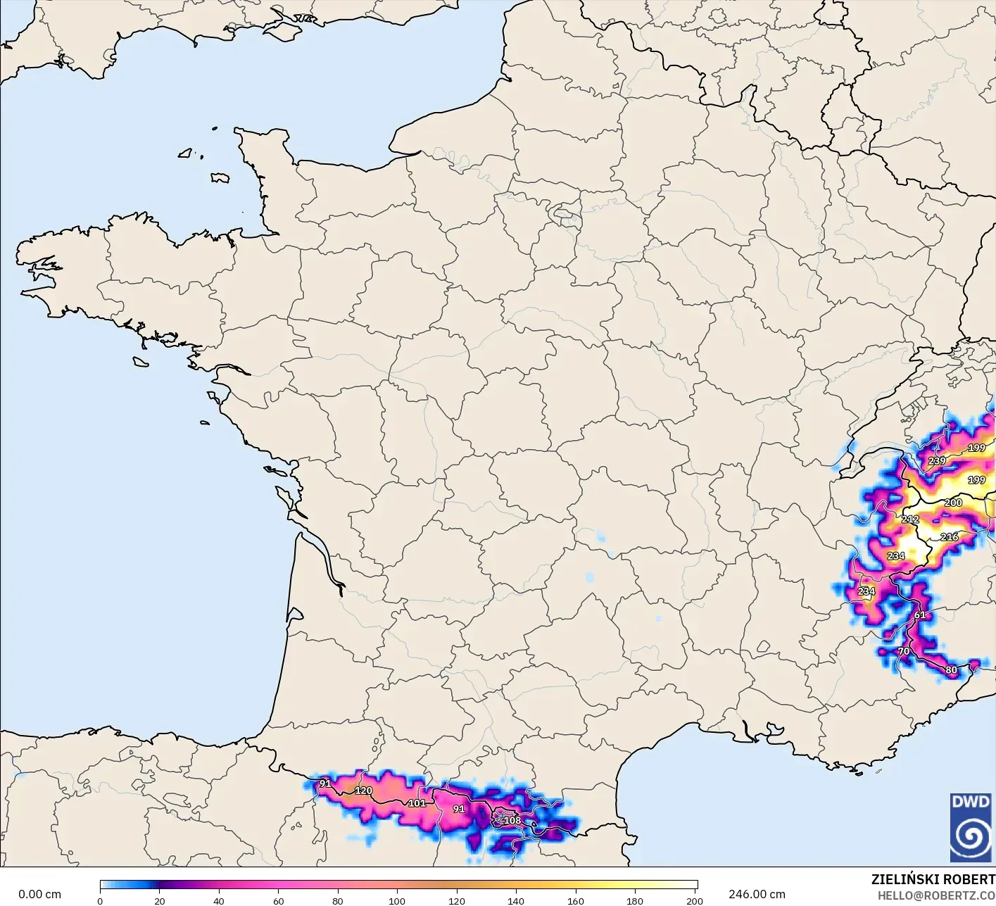 ICON model - Fransa, Kar Kalınlığı