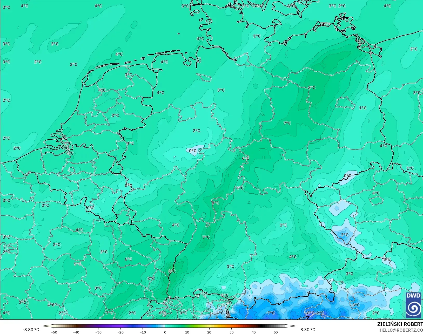 ICON model - Almanya, 2 m Çiy Noktası