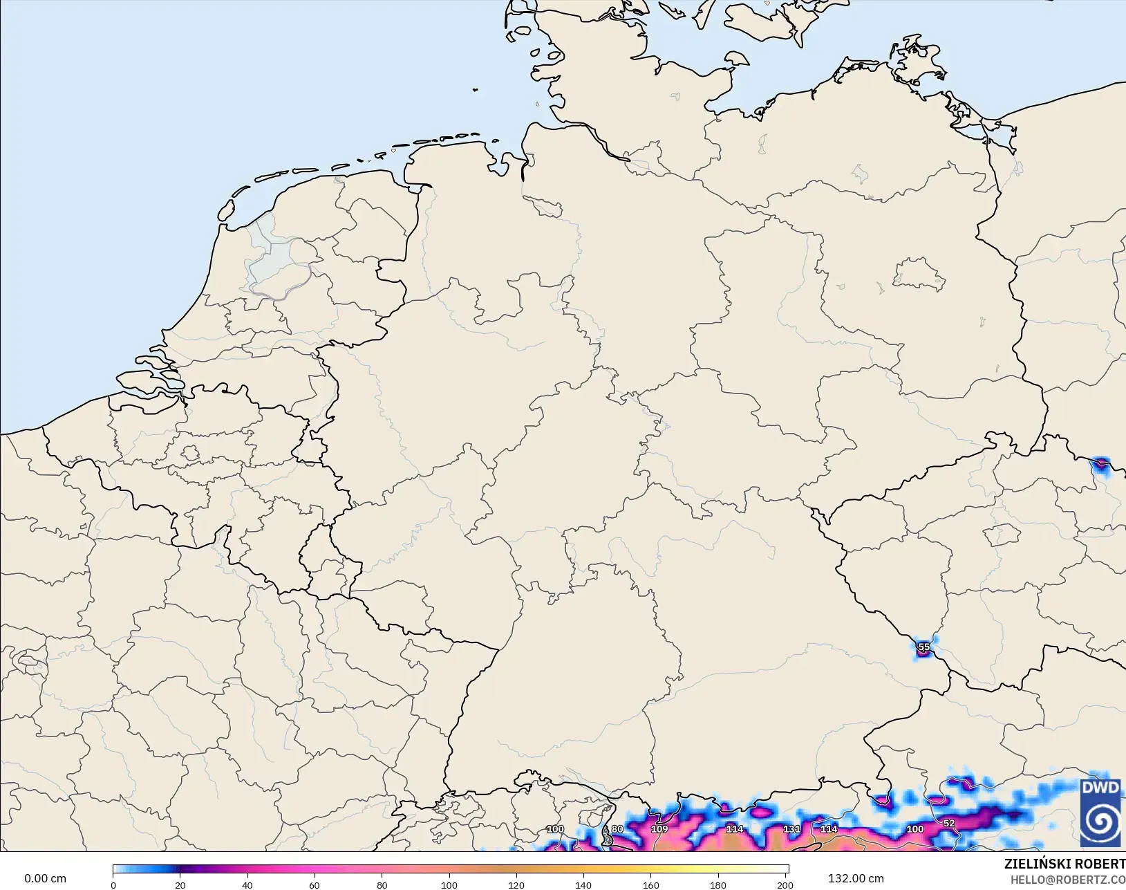 ICON model - Almanya, Kar Kalınlığı