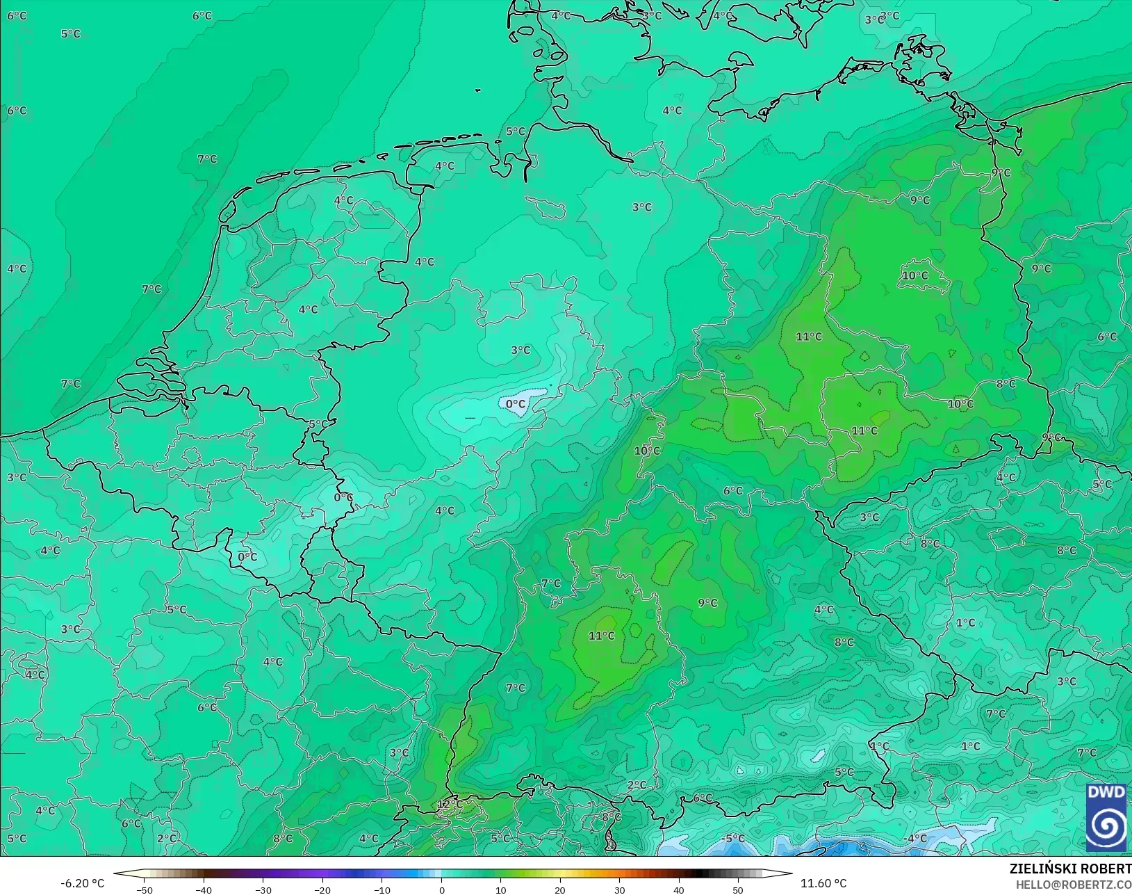 ICON model - Almanya, 2 m Sıcaklık