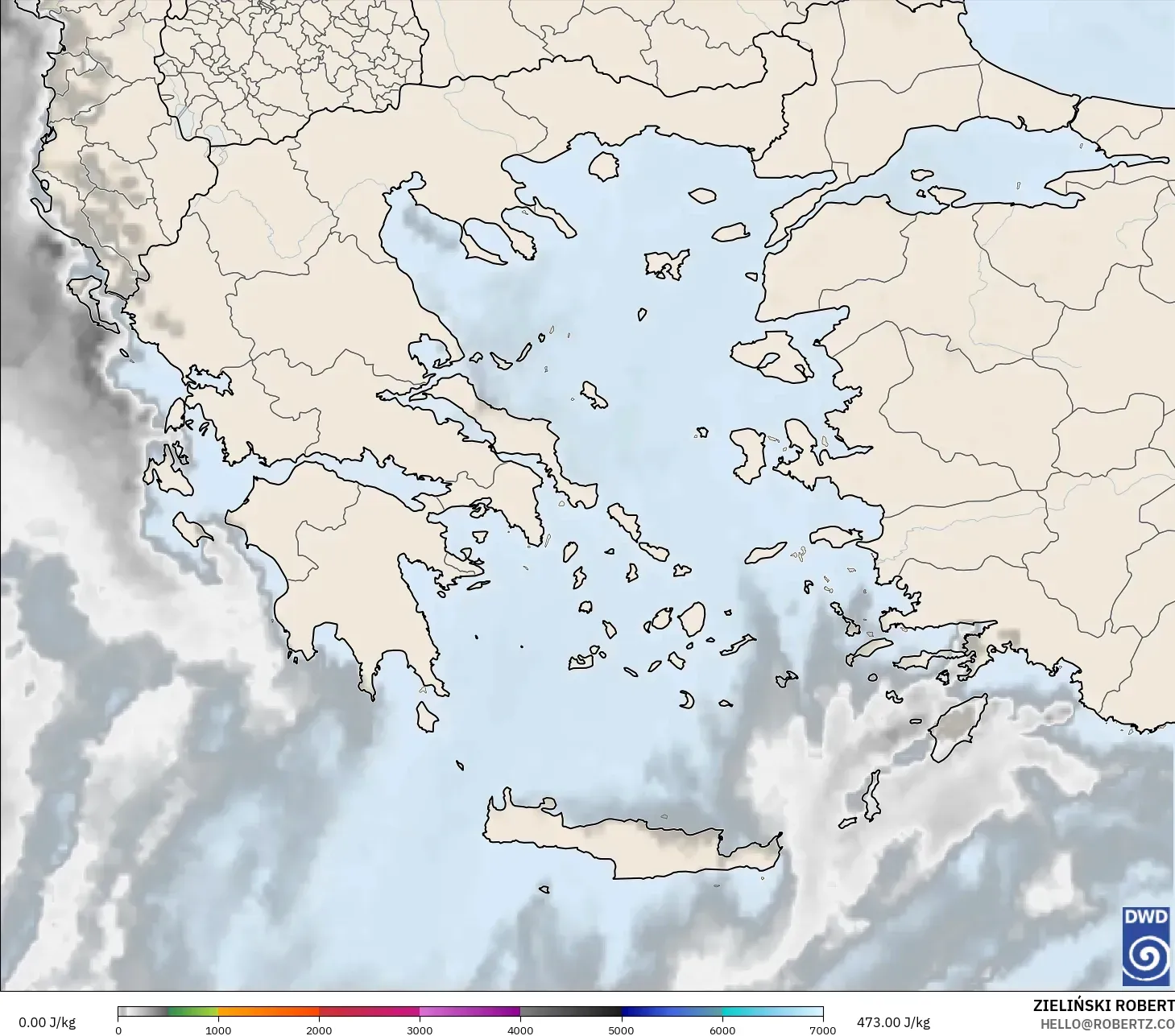 ICON model - Yunanistan, CAPE