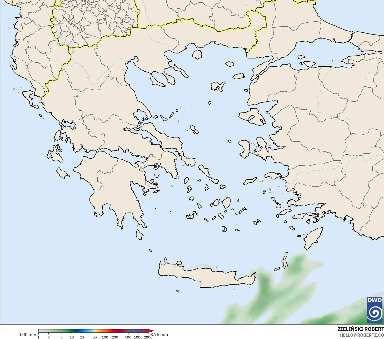 ICON model - Yunanistan, Yağış Birikimi