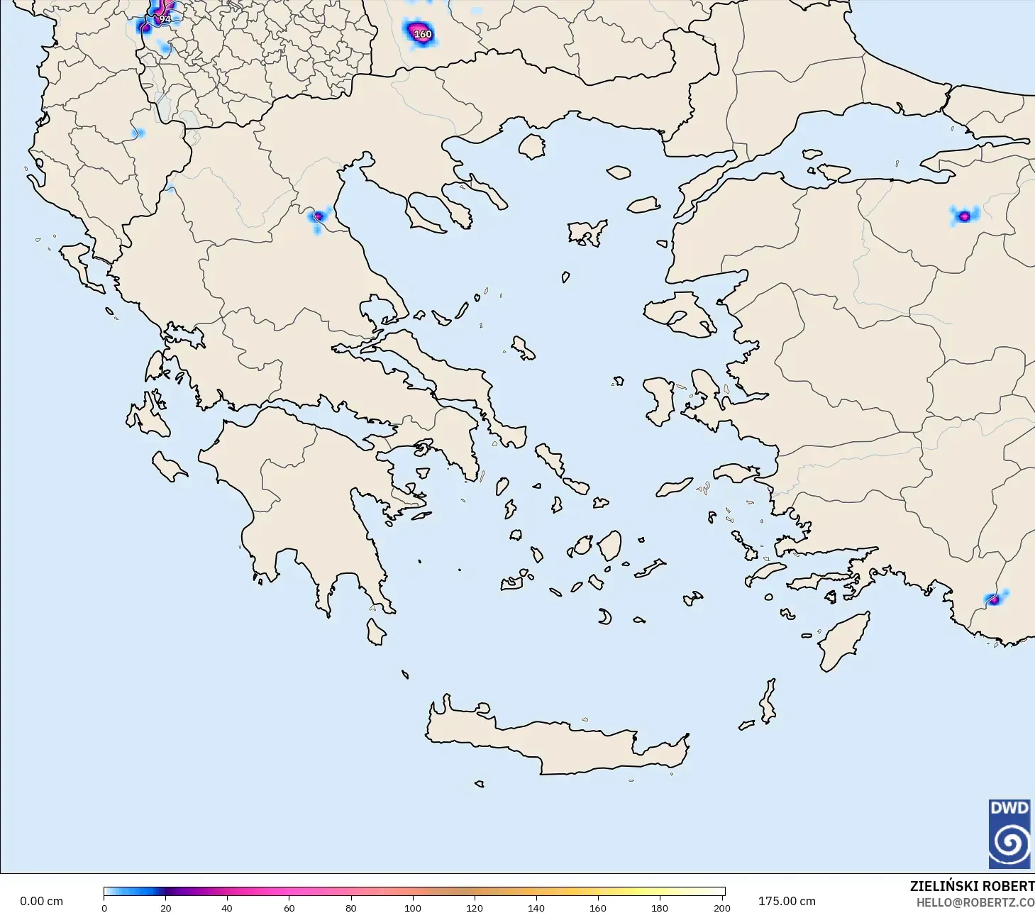 ICON model - Yunanistan, Kar Kalınlığı