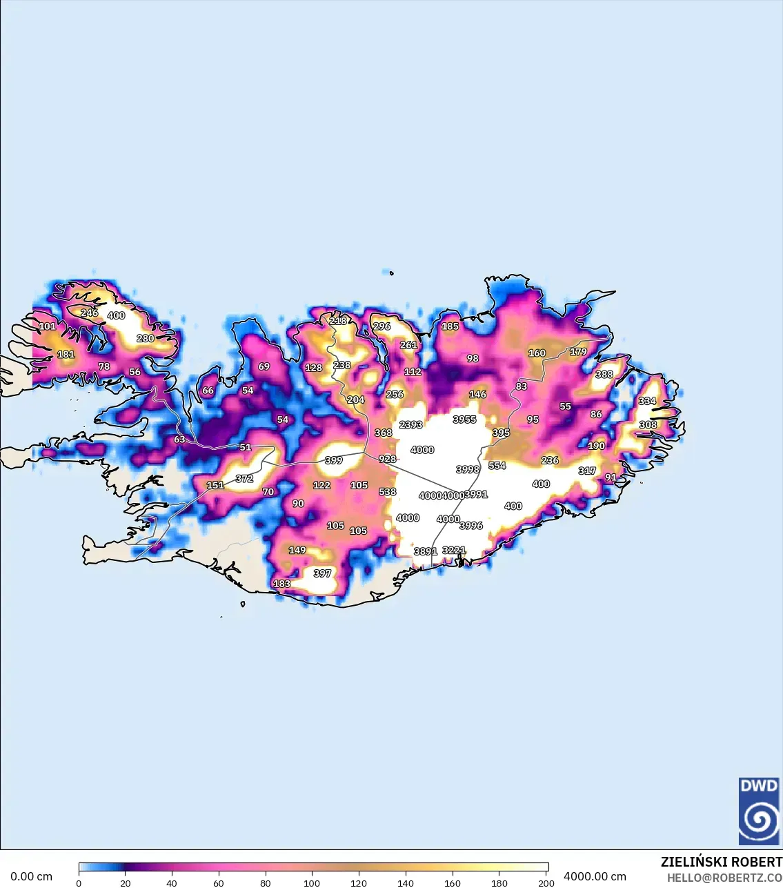 ICON model - İzlanda, Kar Kalınlığı