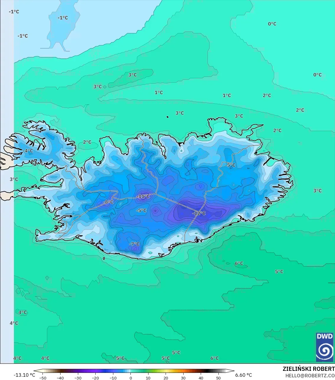 ICON model - İzlanda, 2 m Sıcaklık