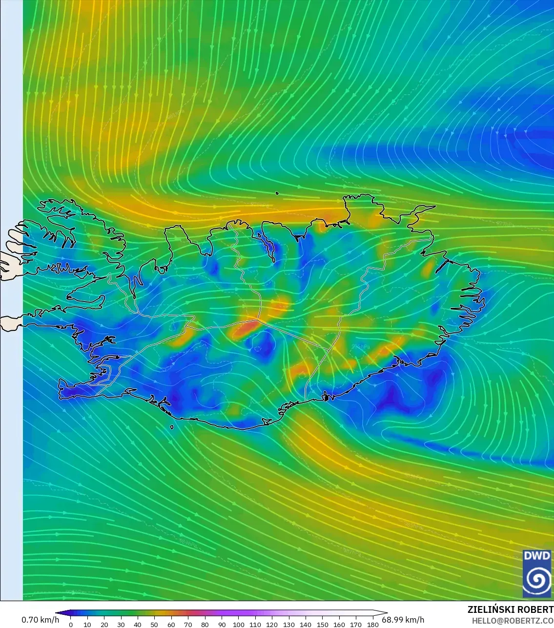 ICON model - İzlanda, 10 m Rüzgâr