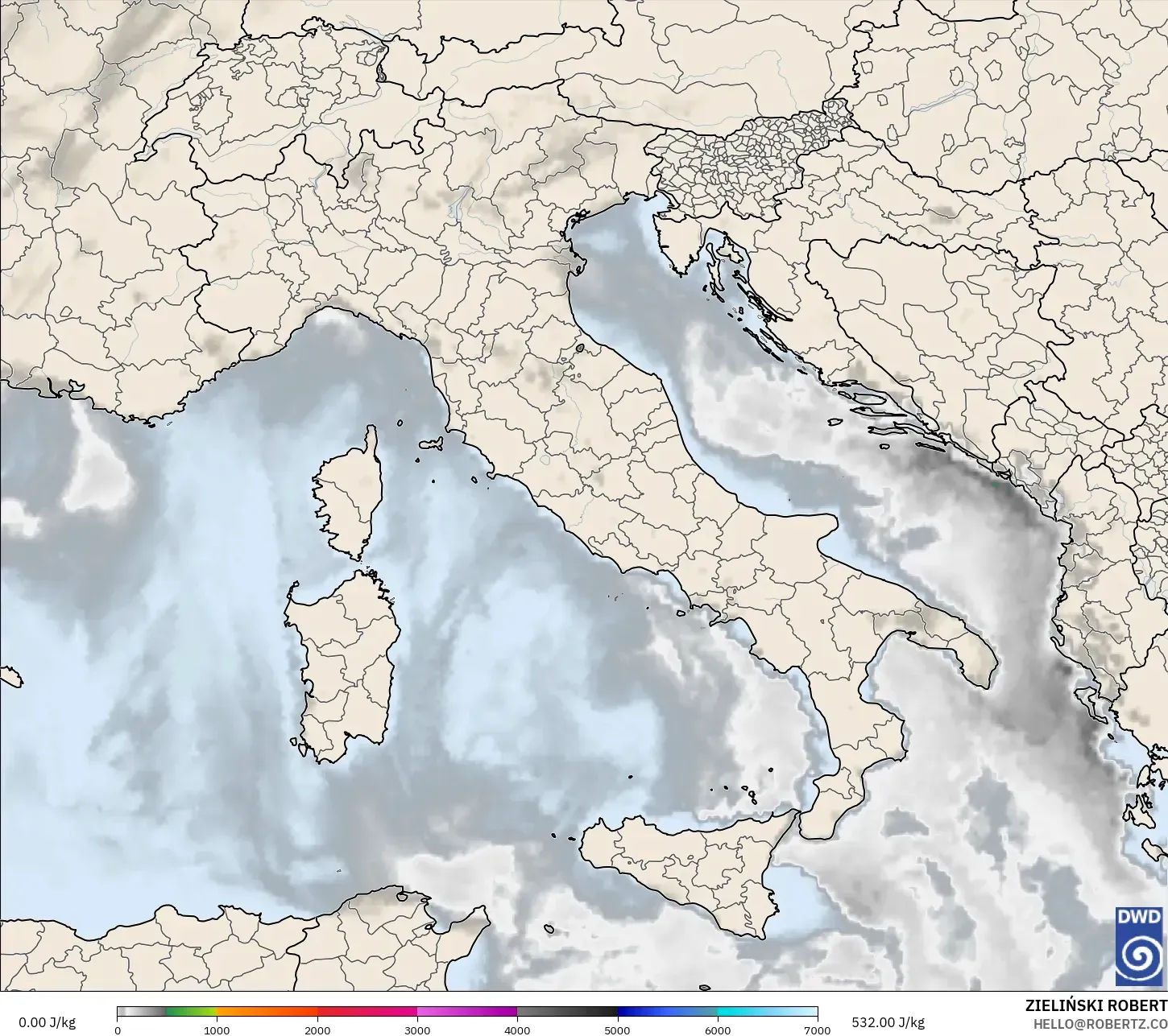 ICON model - İtalya, CAPE