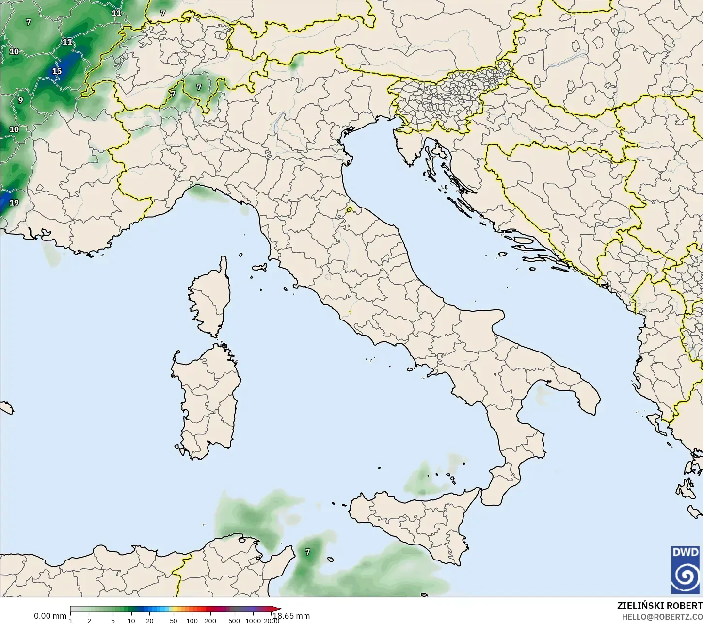 ICON model - İtalya, Yağış Birikimi