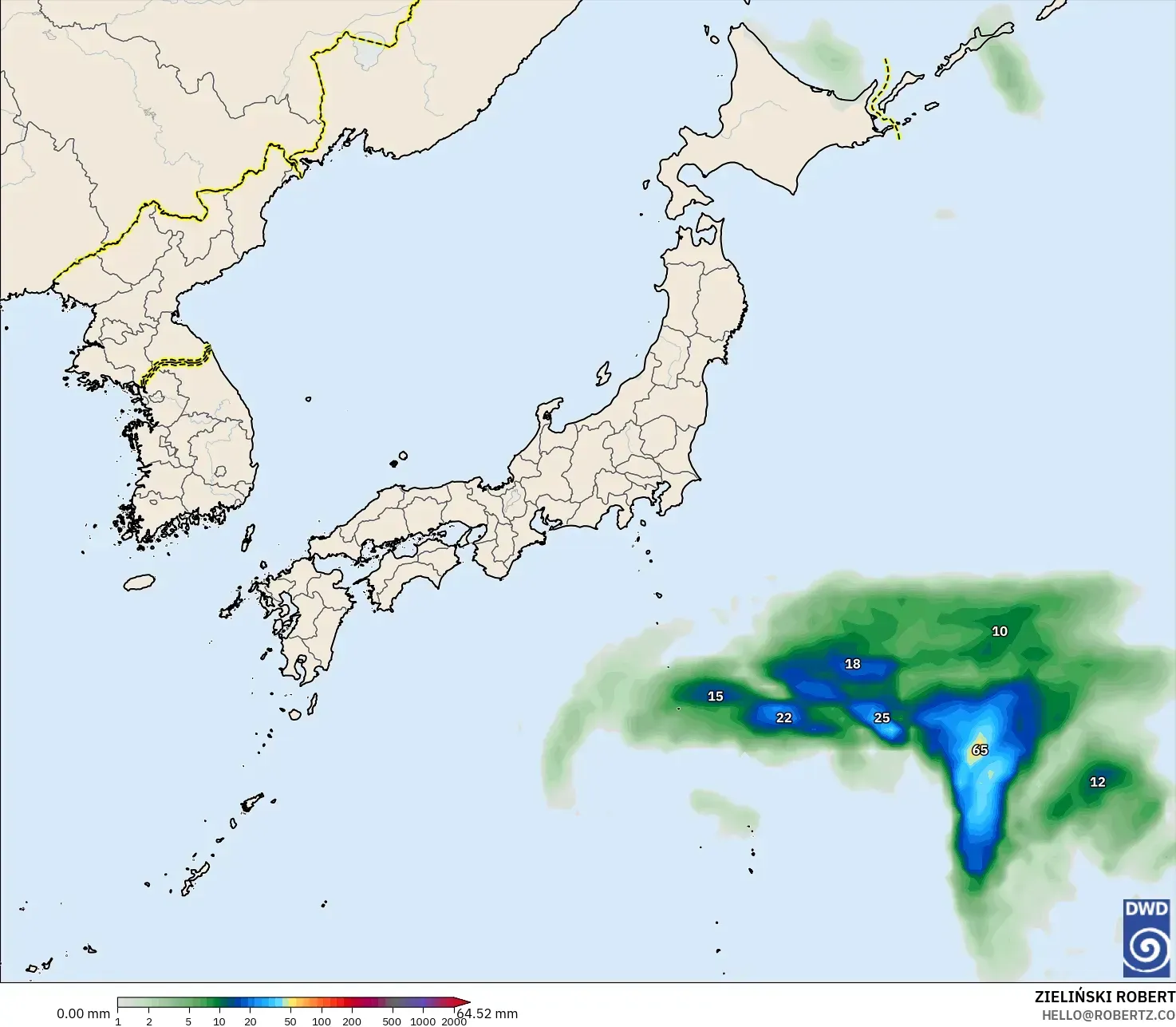 ICON model - Japonya, Yağış Birikimi
