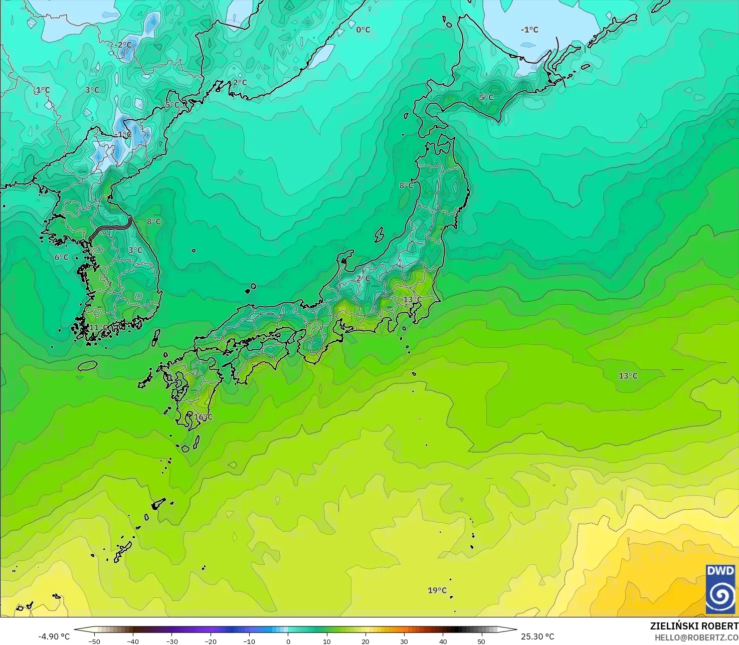 ICON model - Japonya, 2 m Sıcaklık