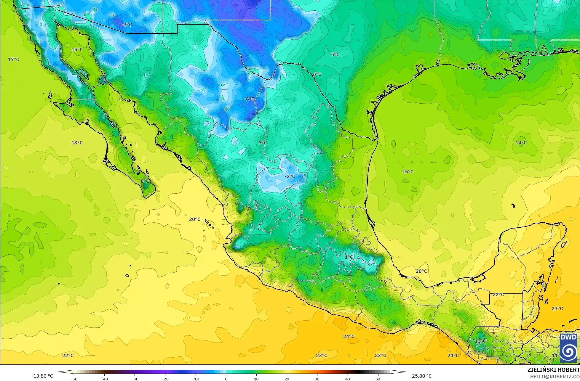 ICON model - Meksika, 2 m Çiy Noktası