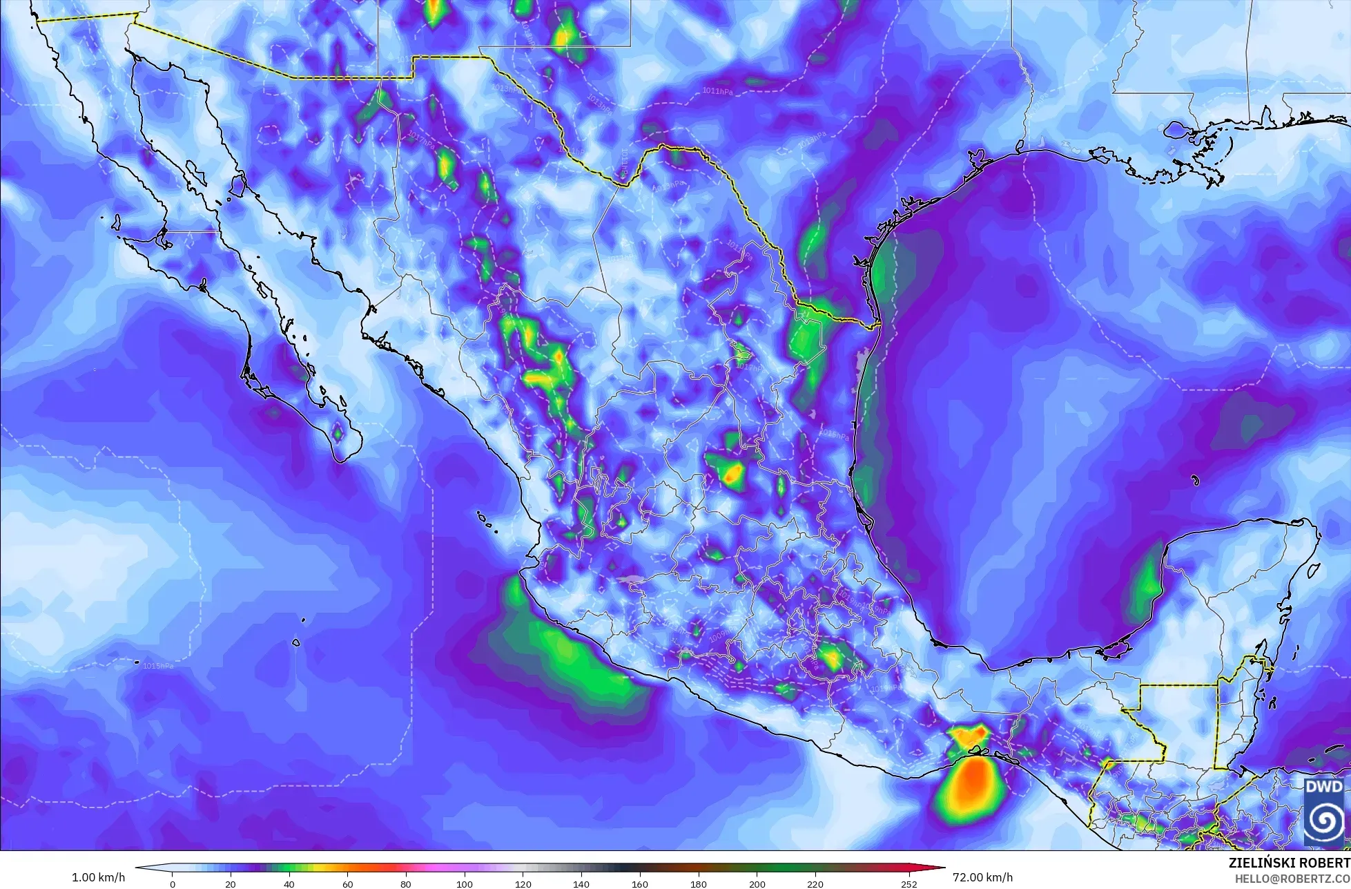 ICON model - Meksika, En Yüksek Rüzgâr