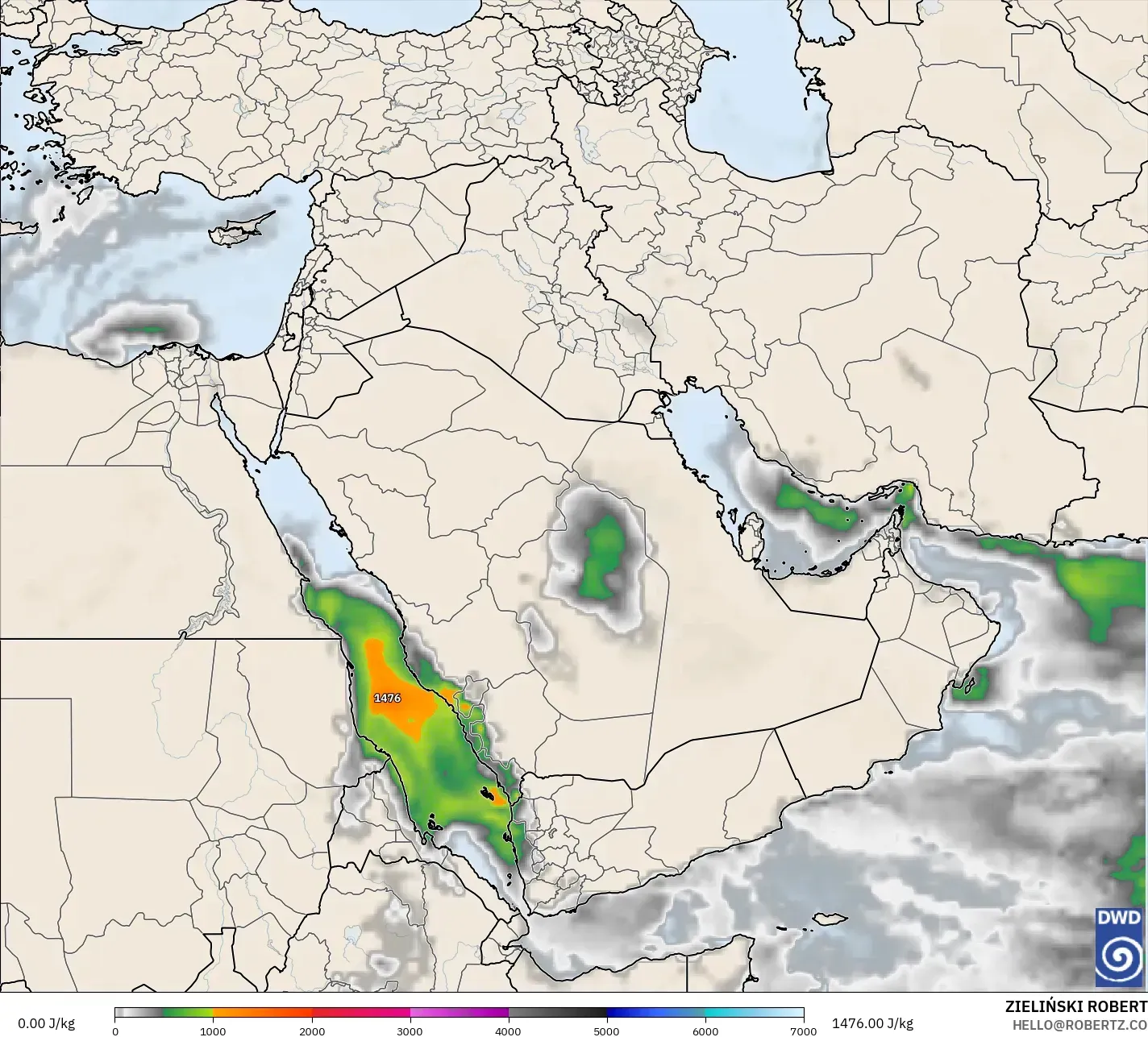 ICON model - Orta Doğu, CAPE