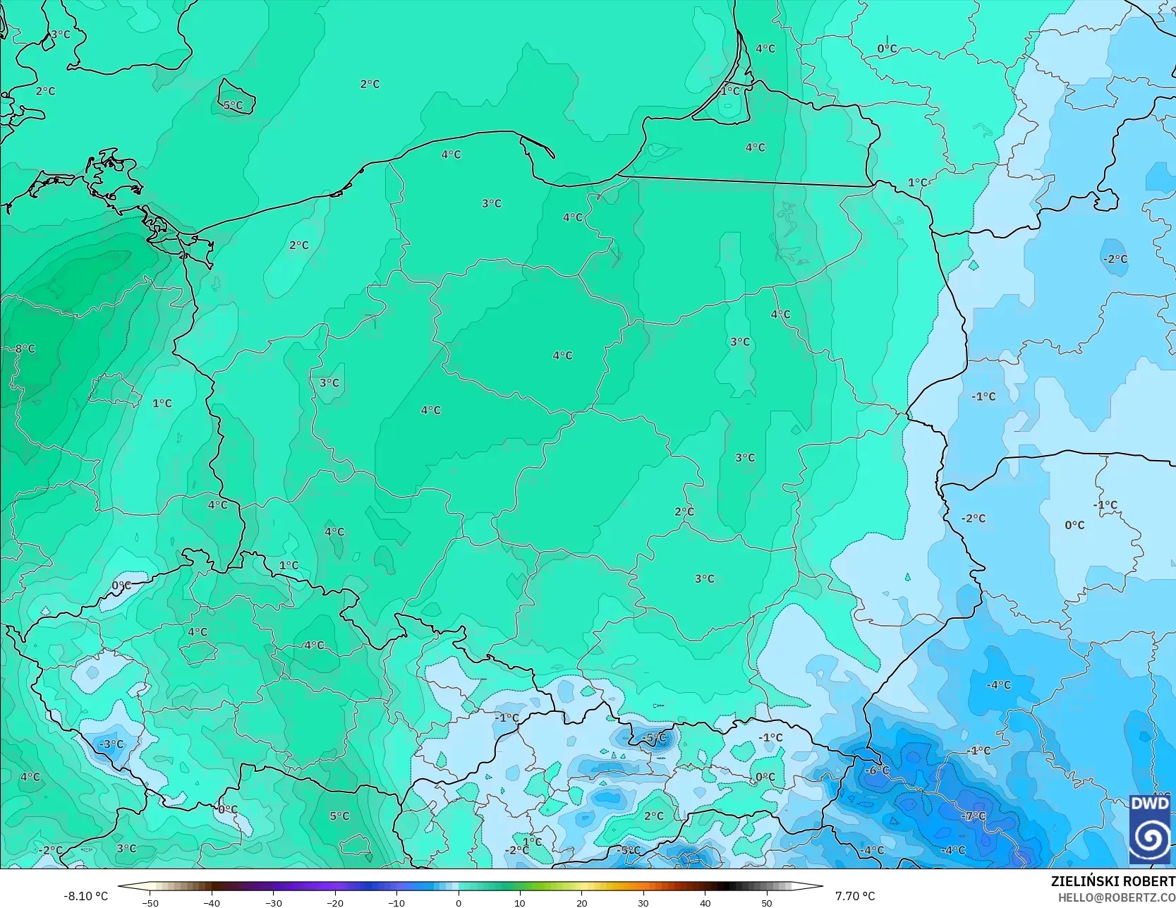 ICON model - Polonya, 2 m Çiy Noktası