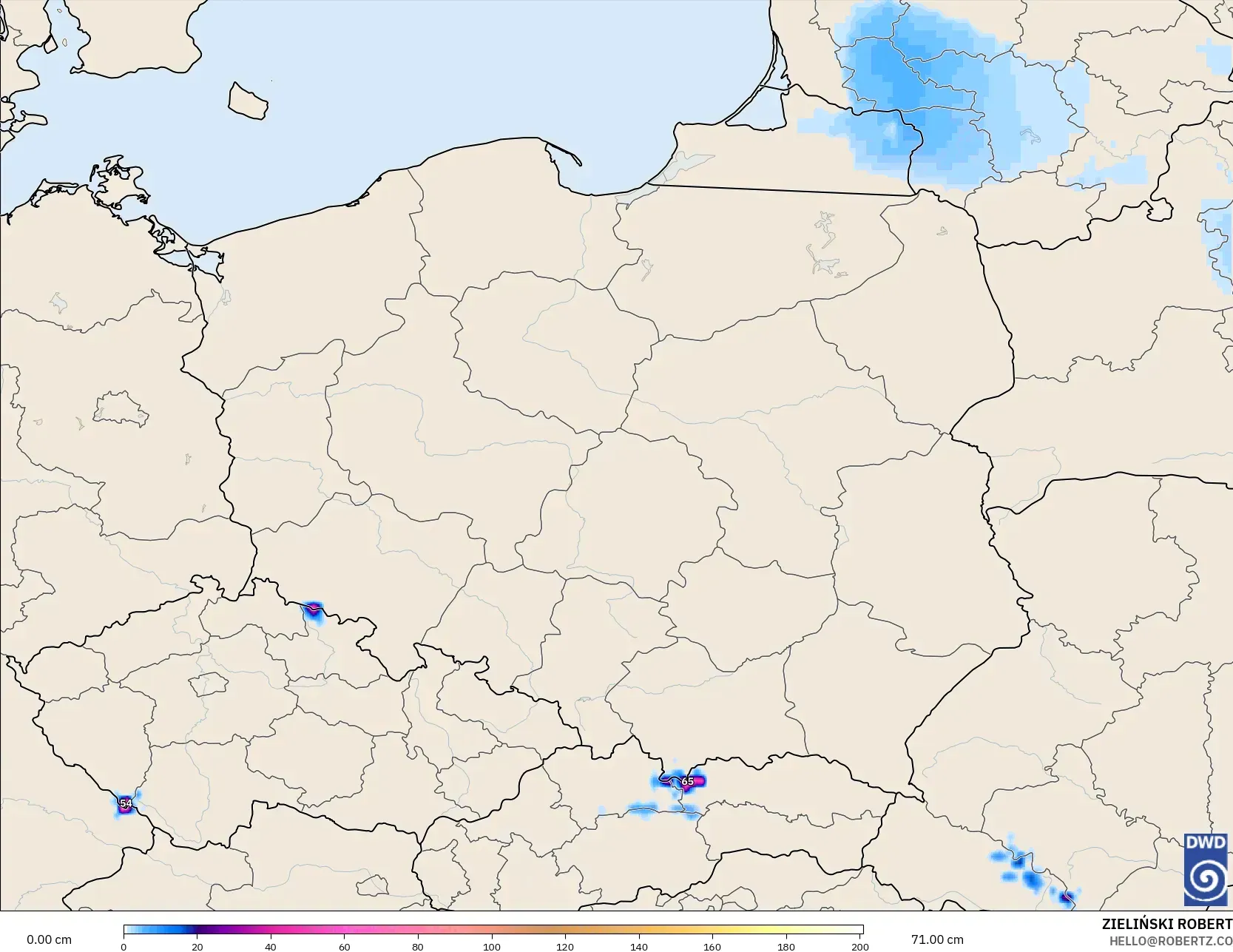 ICON model - Polonya, Kar Kalınlığı