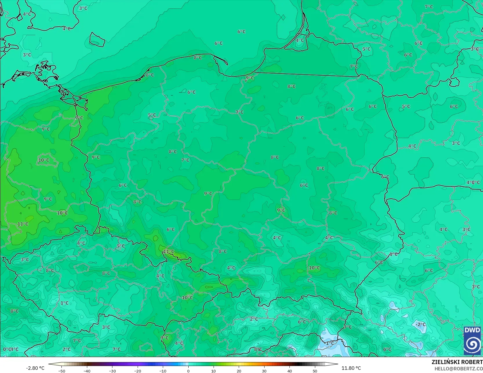 ICON model - Polonya, 2 m Sıcaklık