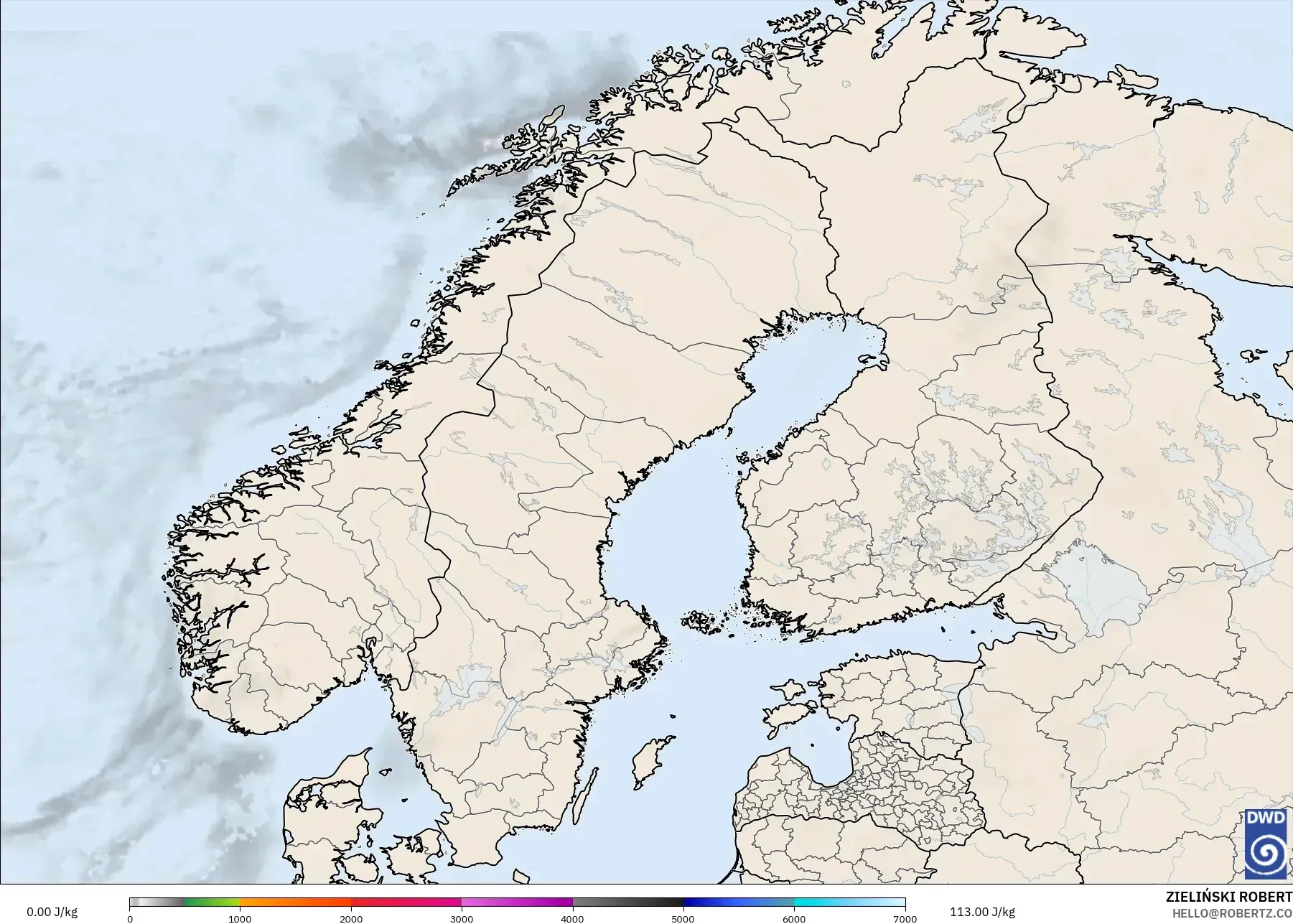ICON model - İskandinavya, CAPE