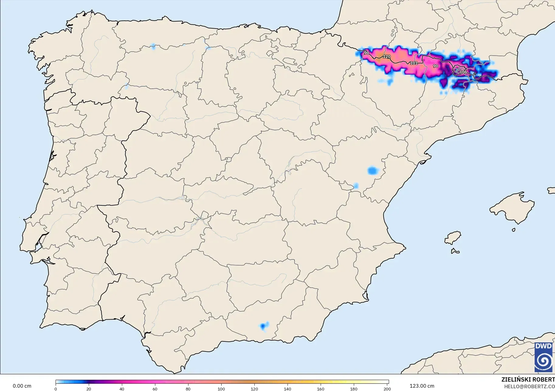 ICON model - İspanya, Kar Kalınlığı