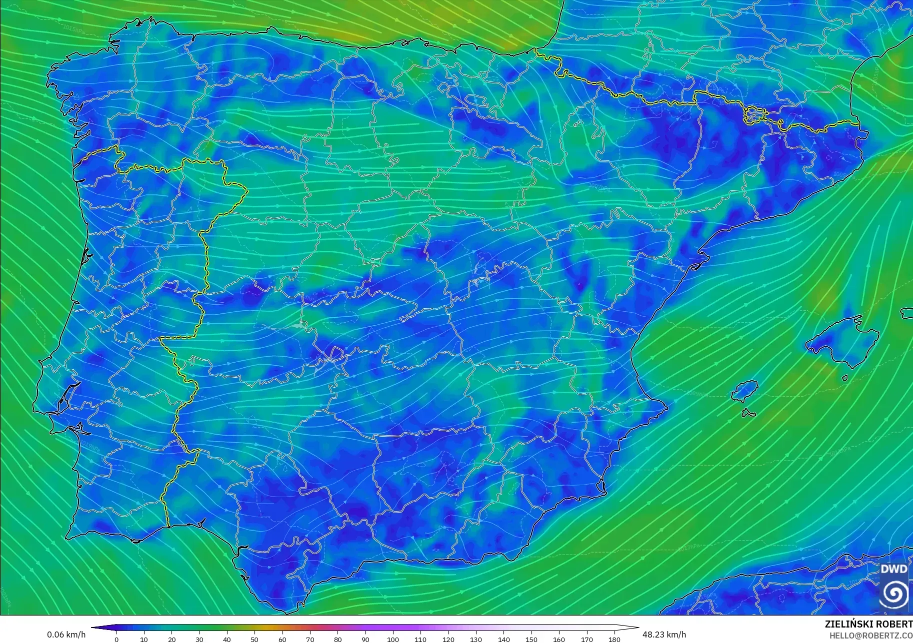 ICON model - İspanya, 10 m Rüzgâr
