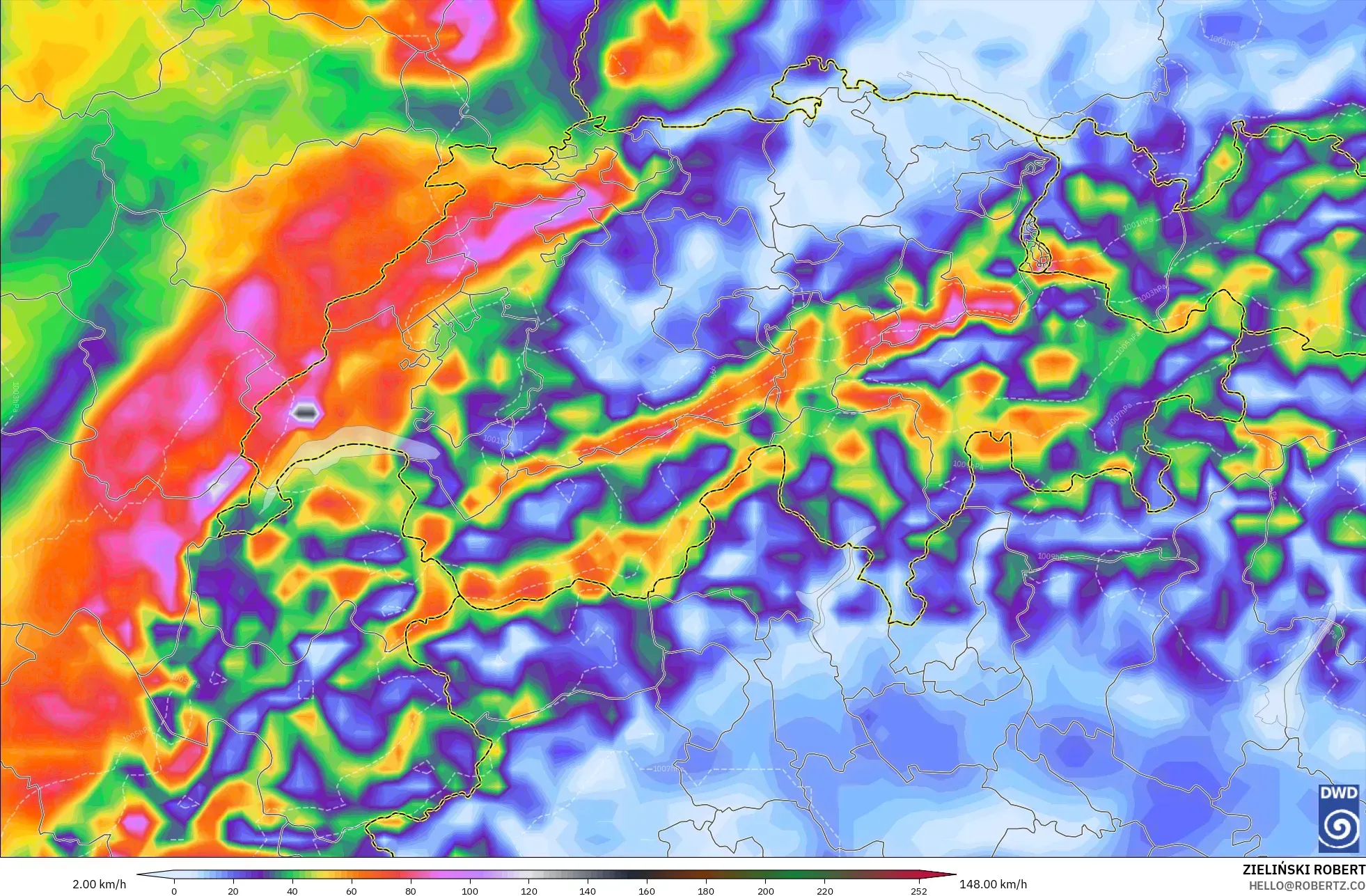 ICON model - İsviçre, En Yüksek Rüzgâr