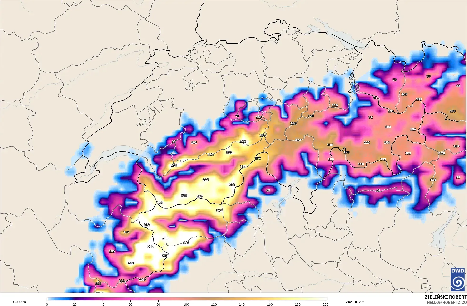 ICON model - İsviçre, Kar Kalınlığı