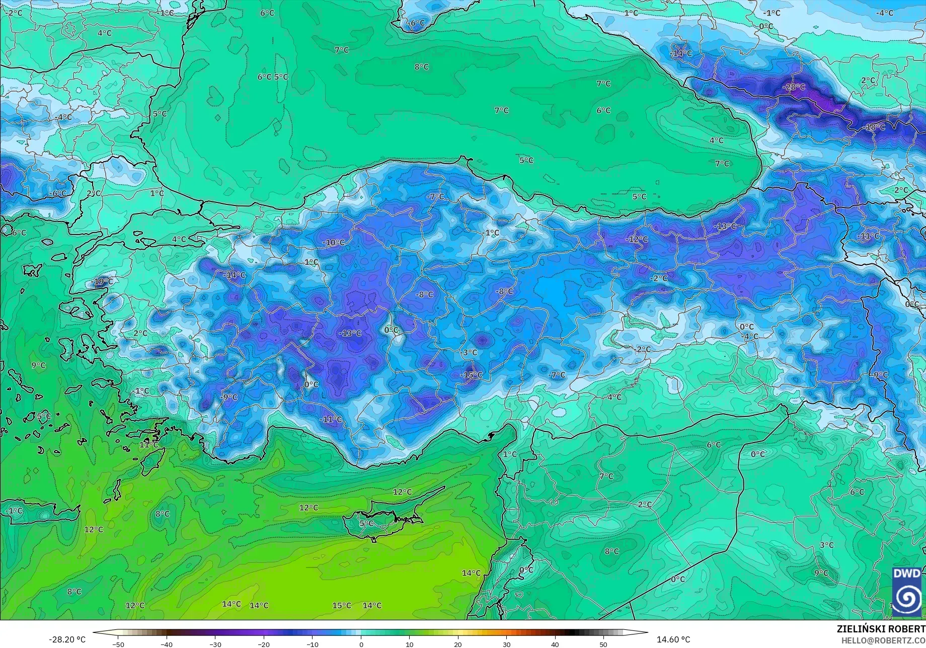 ICON model - Türkiye, 2 m Çiy Noktası