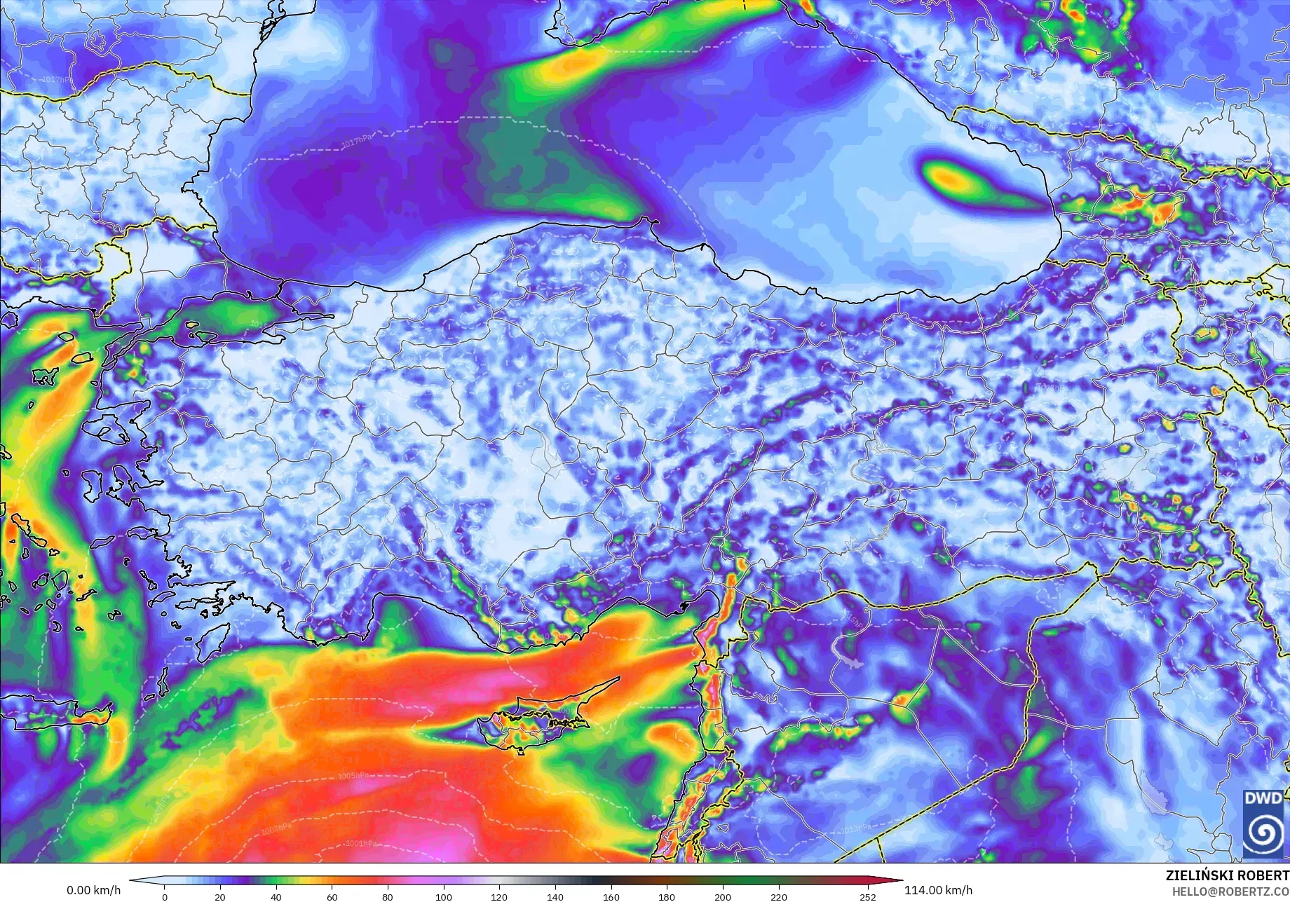 ICON model - Türkiye, En Yüksek Rüzgâr