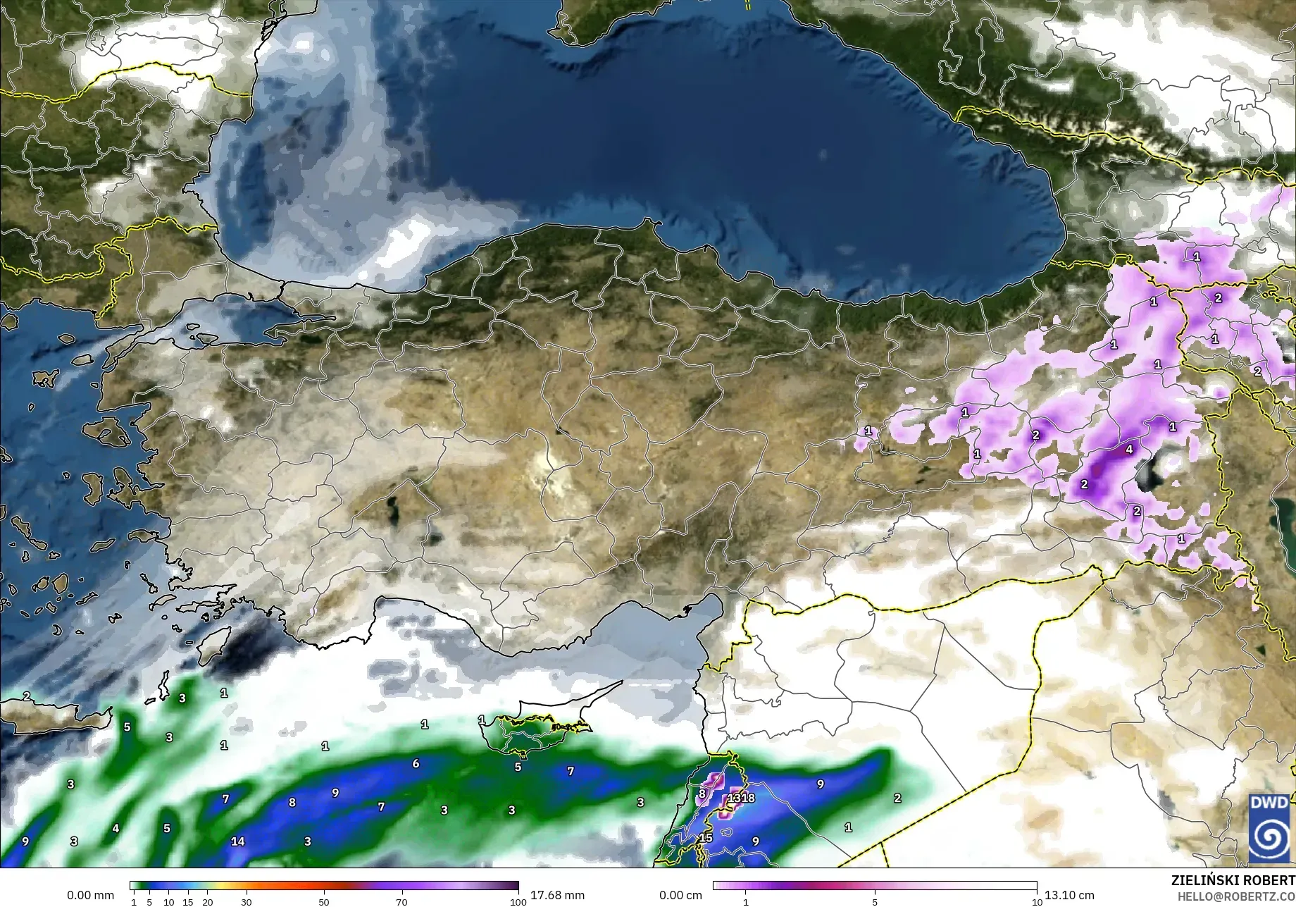 ICON model - Türkiye, Yağış, Bulut ve Basınç