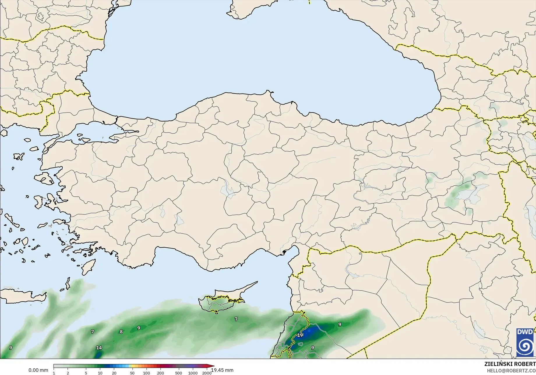 ICON model - Türkiye, Yağış Birikimi