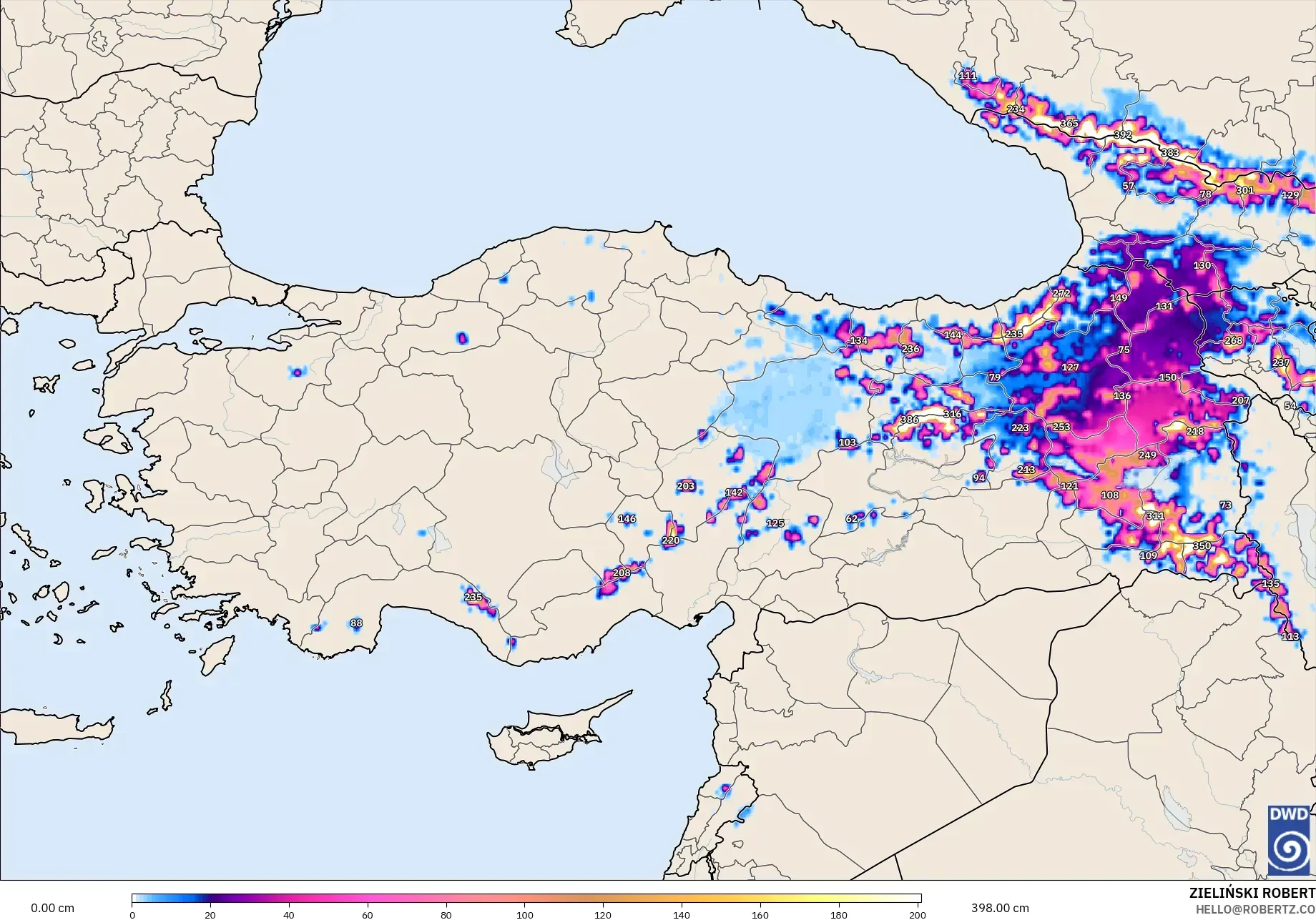 ICON model - Türkiye, Kar Kalınlığı