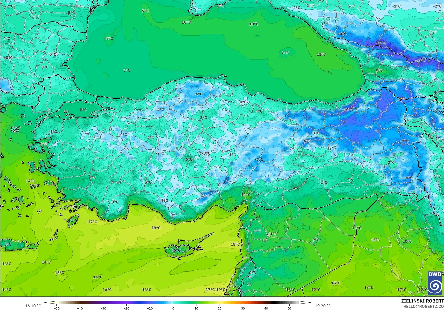 ICON model - Türkiye, 2 m Sıcaklık