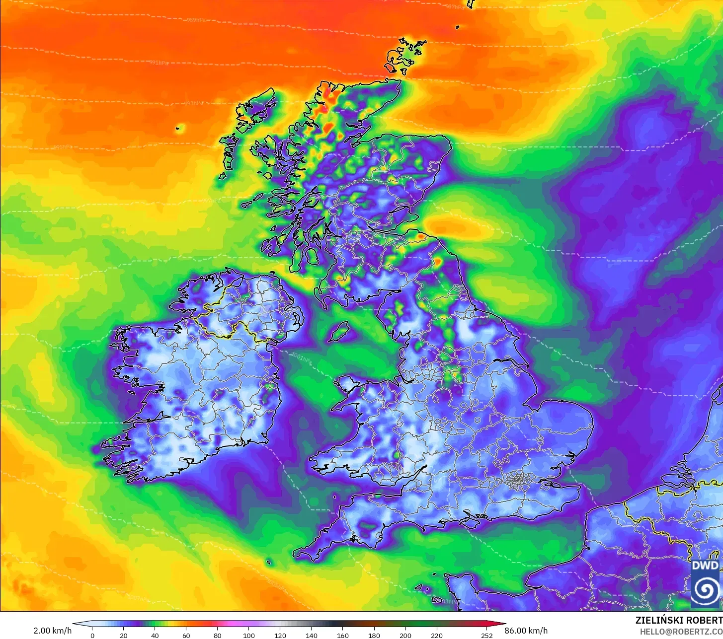 ICON model - Birleşik Krallık, En Yüksek Rüzgâr