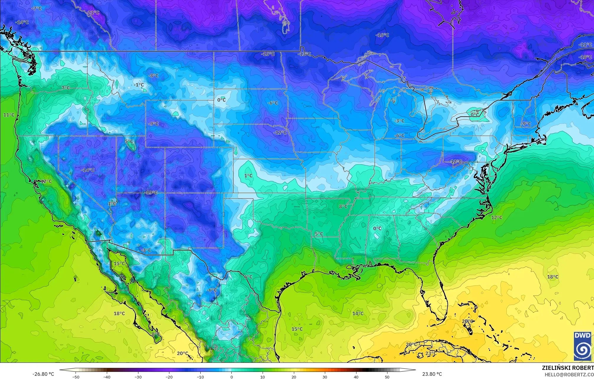 ICON model - Amerika Birleşik Devletleri, 2 m Çiy Noktası