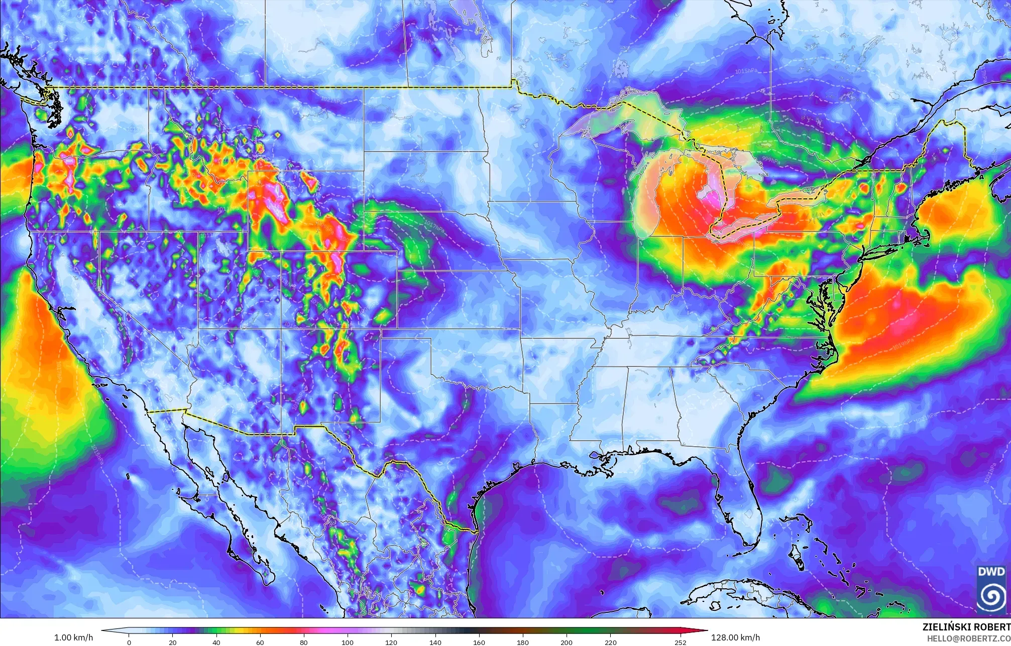 ICON model - Amerika Birleşik Devletleri, En Yüksek Rüzgâr