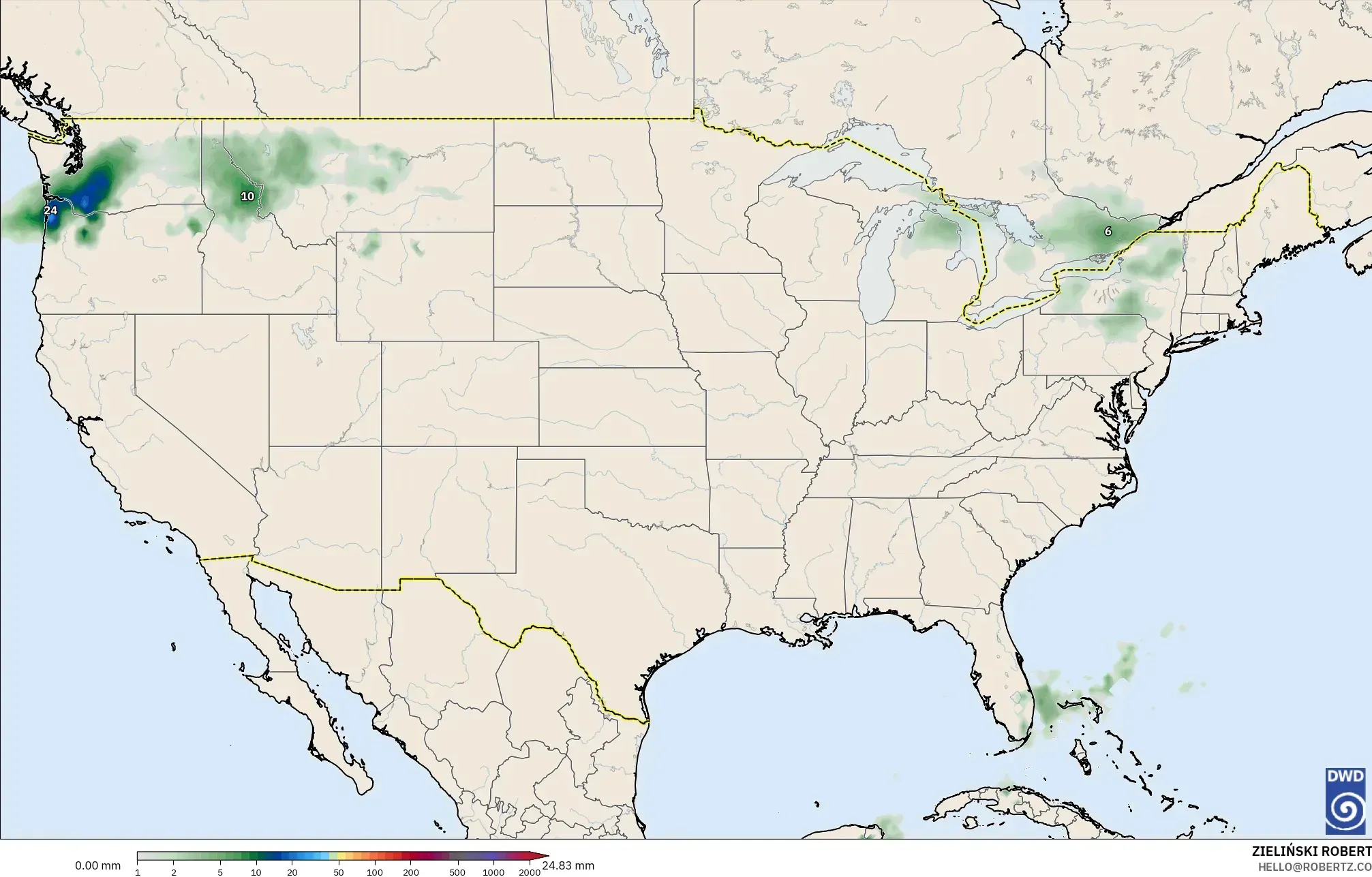 ICON model - Amerika Birleşik Devletleri, Yağış Birikimi