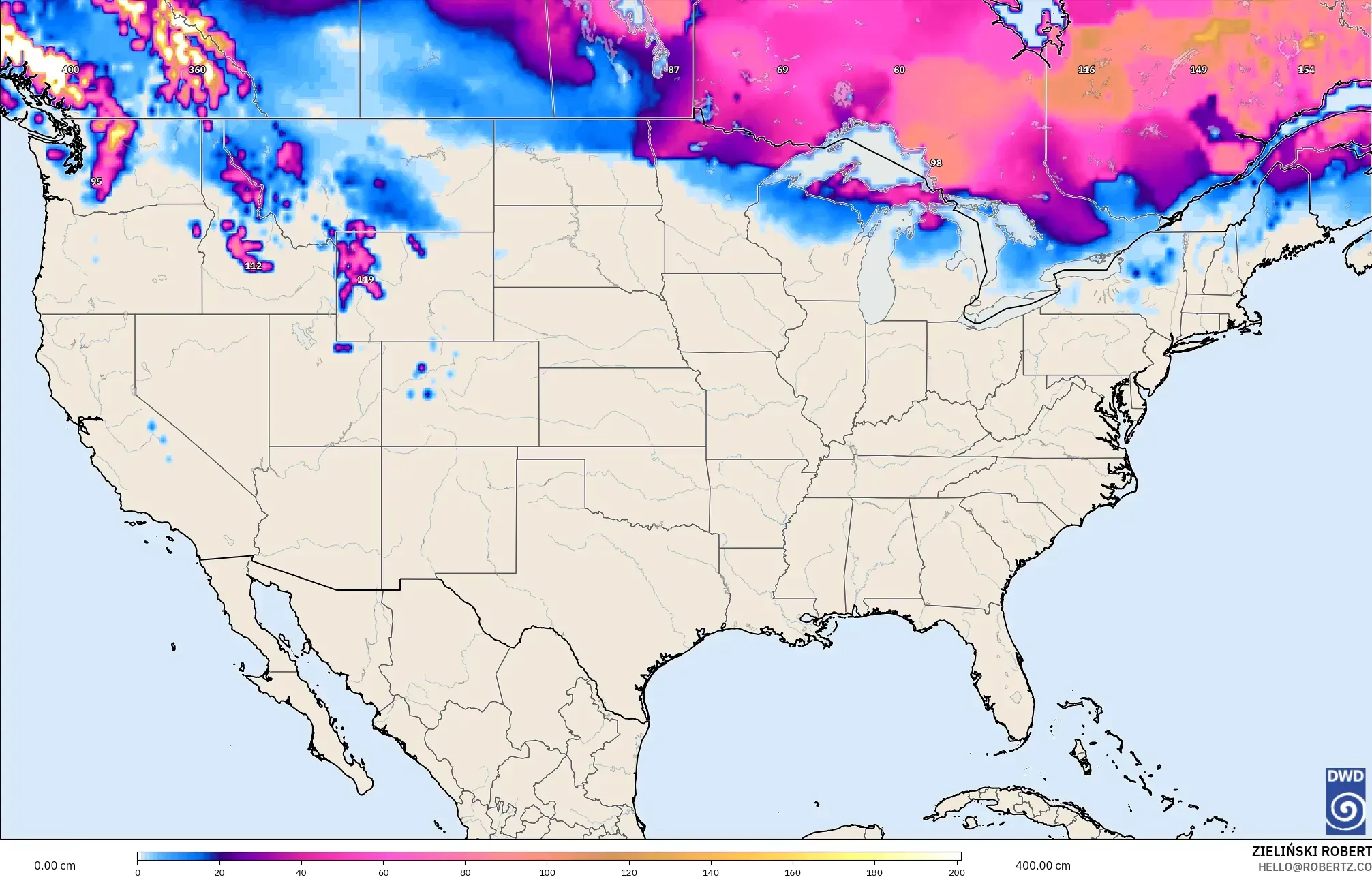 ICON model - Amerika Birleşik Devletleri, Kar Kalınlığı