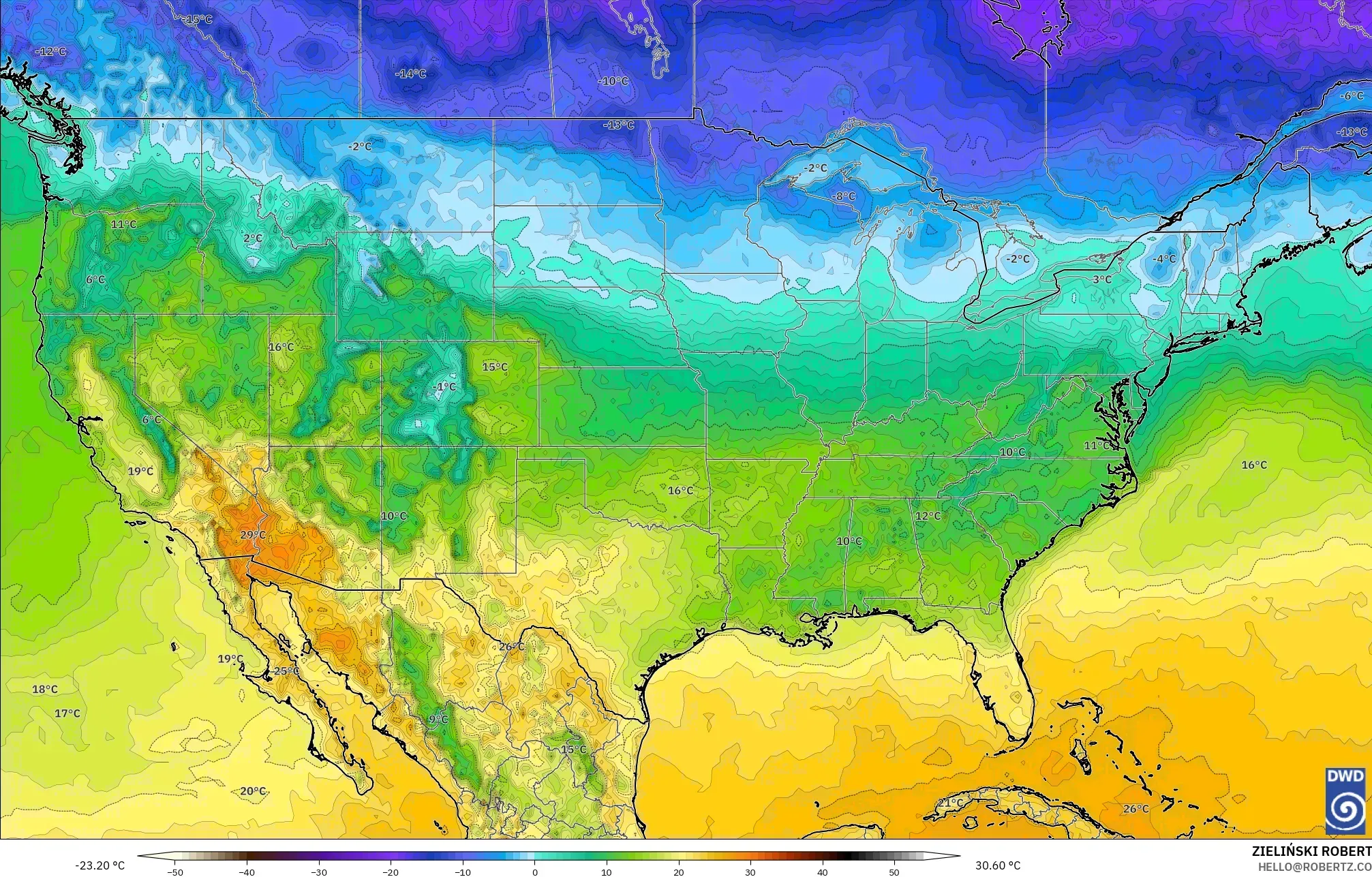ICON model - Amerika Birleşik Devletleri, 2 m Sıcaklık
