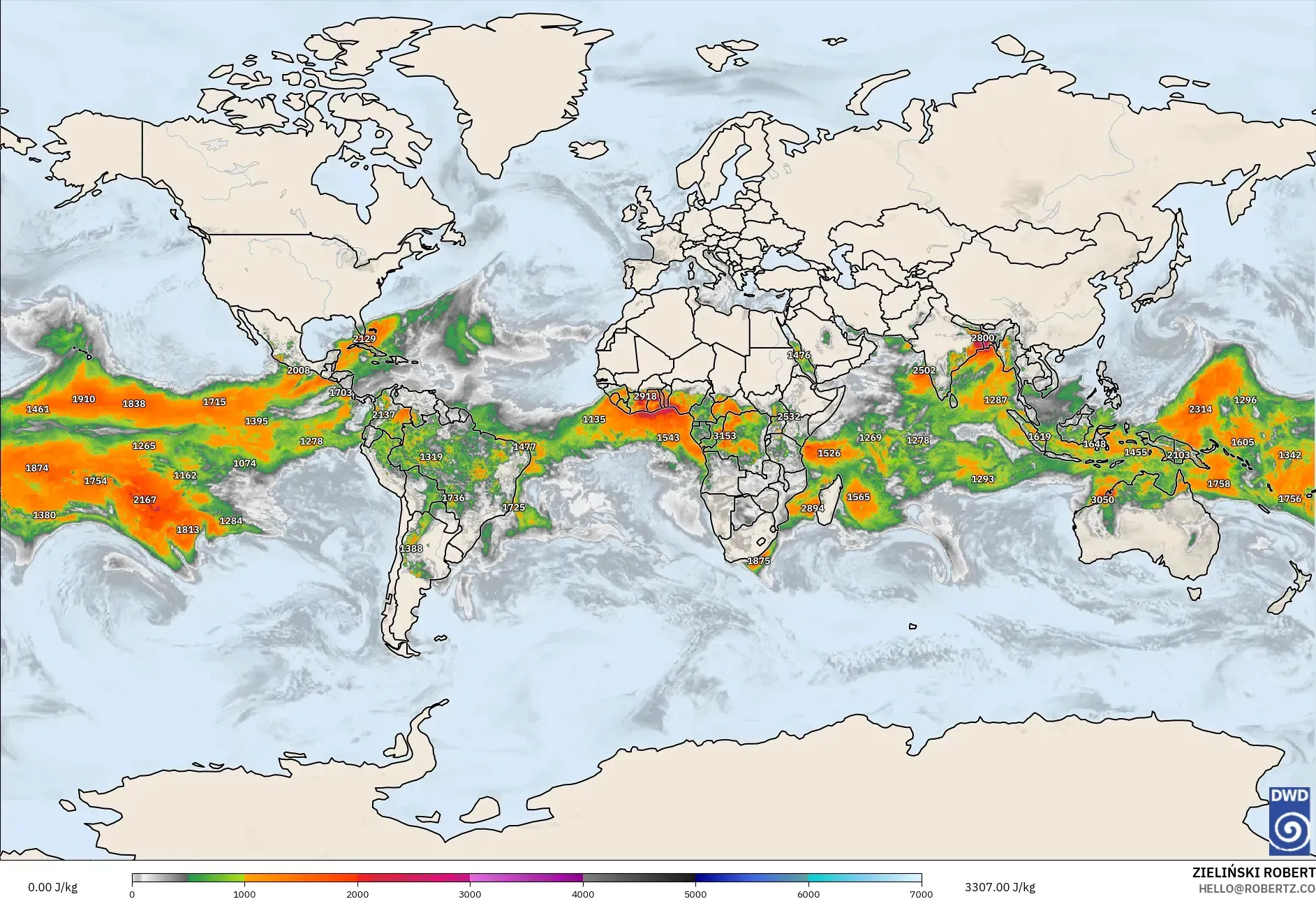 ICON model - Dünya, CAPE