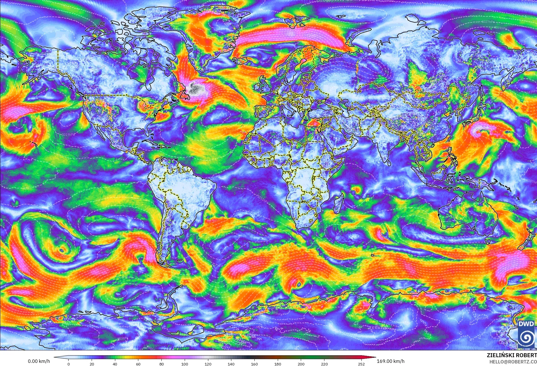 ICON model - Dünya, En Yüksek Rüzgâr