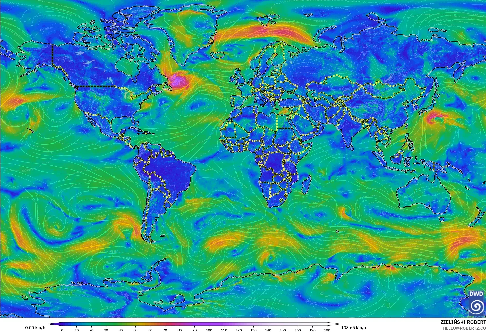 ICON model - Dünya, 10 m Rüzgâr