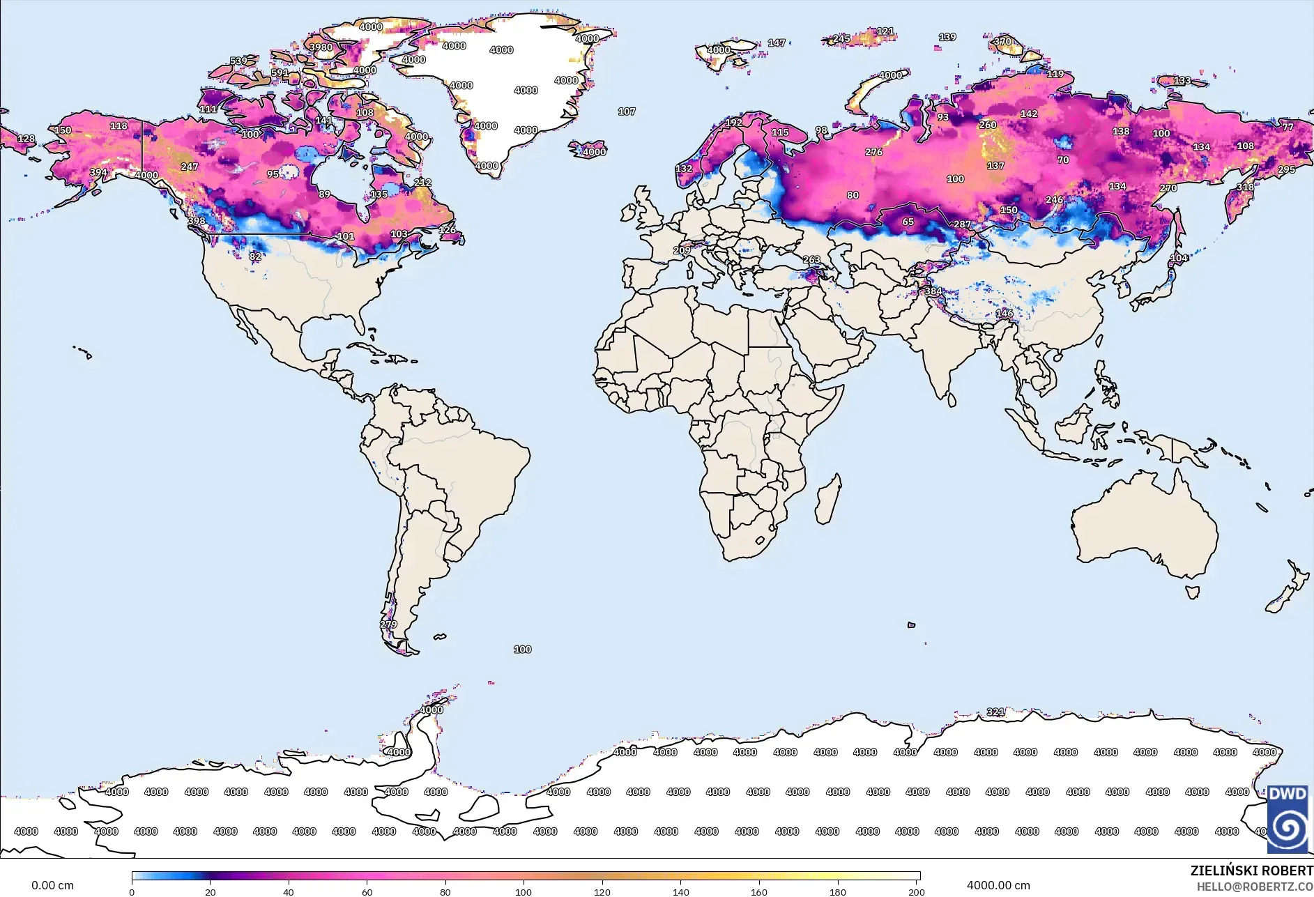 ICON model - Dünya, Kar Kalınlığı