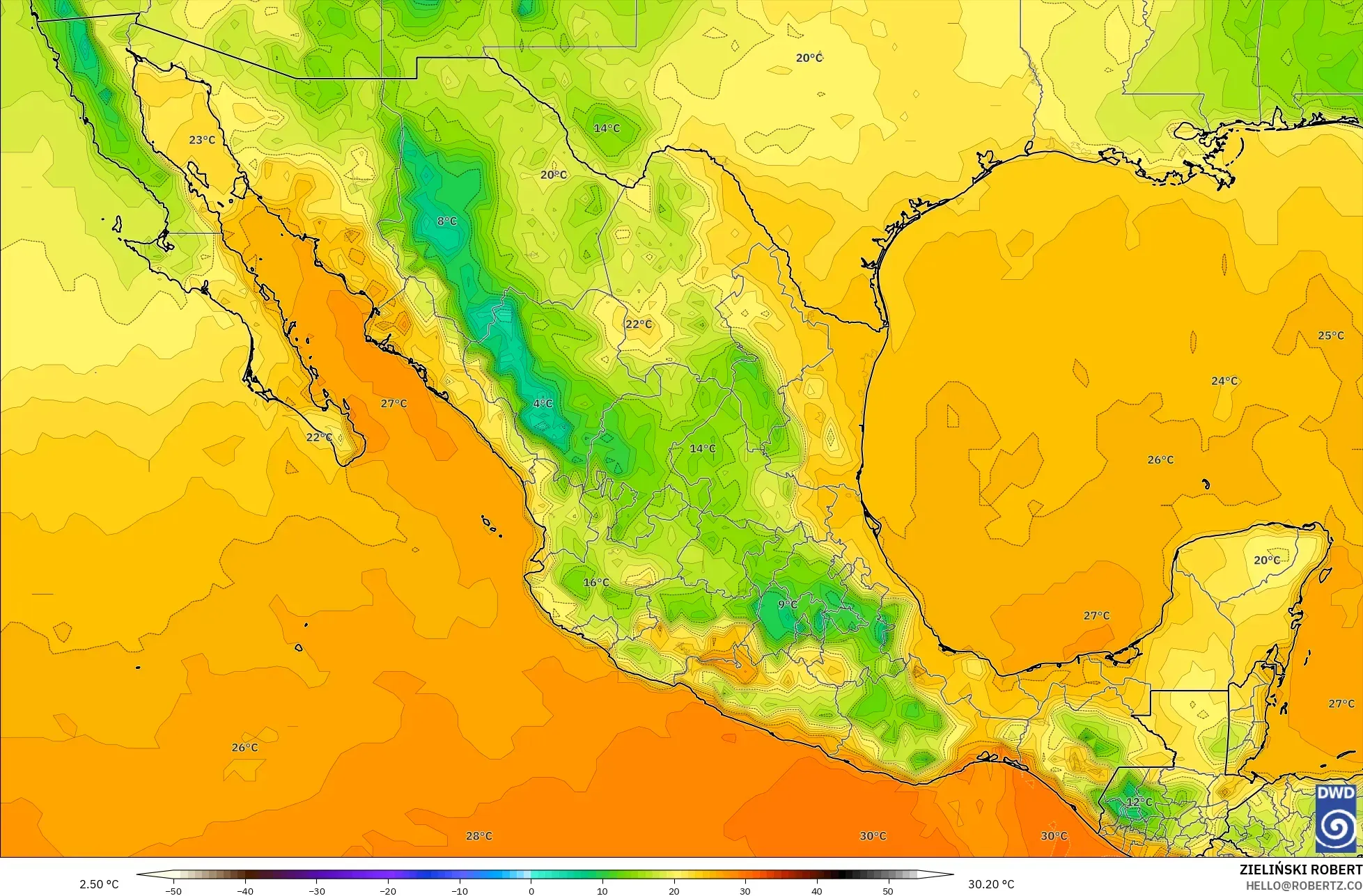 ICON model - Meksika, 2 m Sıcaklık