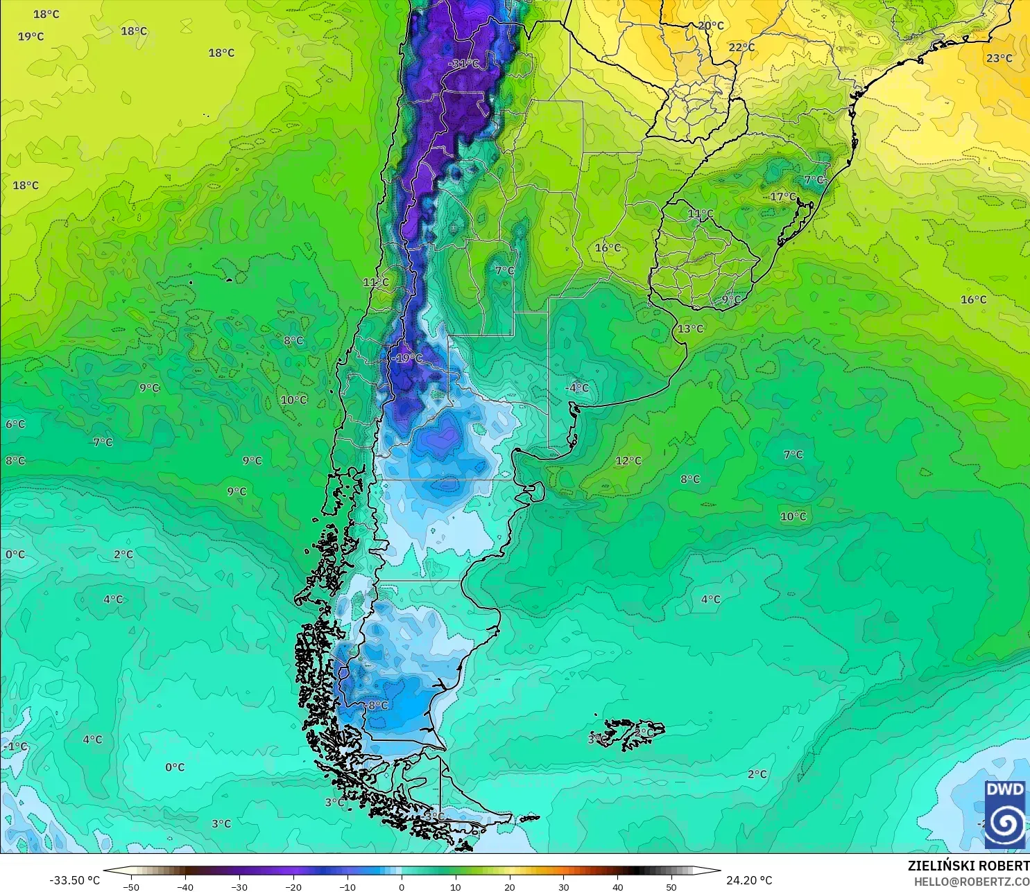 ICON model - Arjantin, 2 m Çiy Noktası