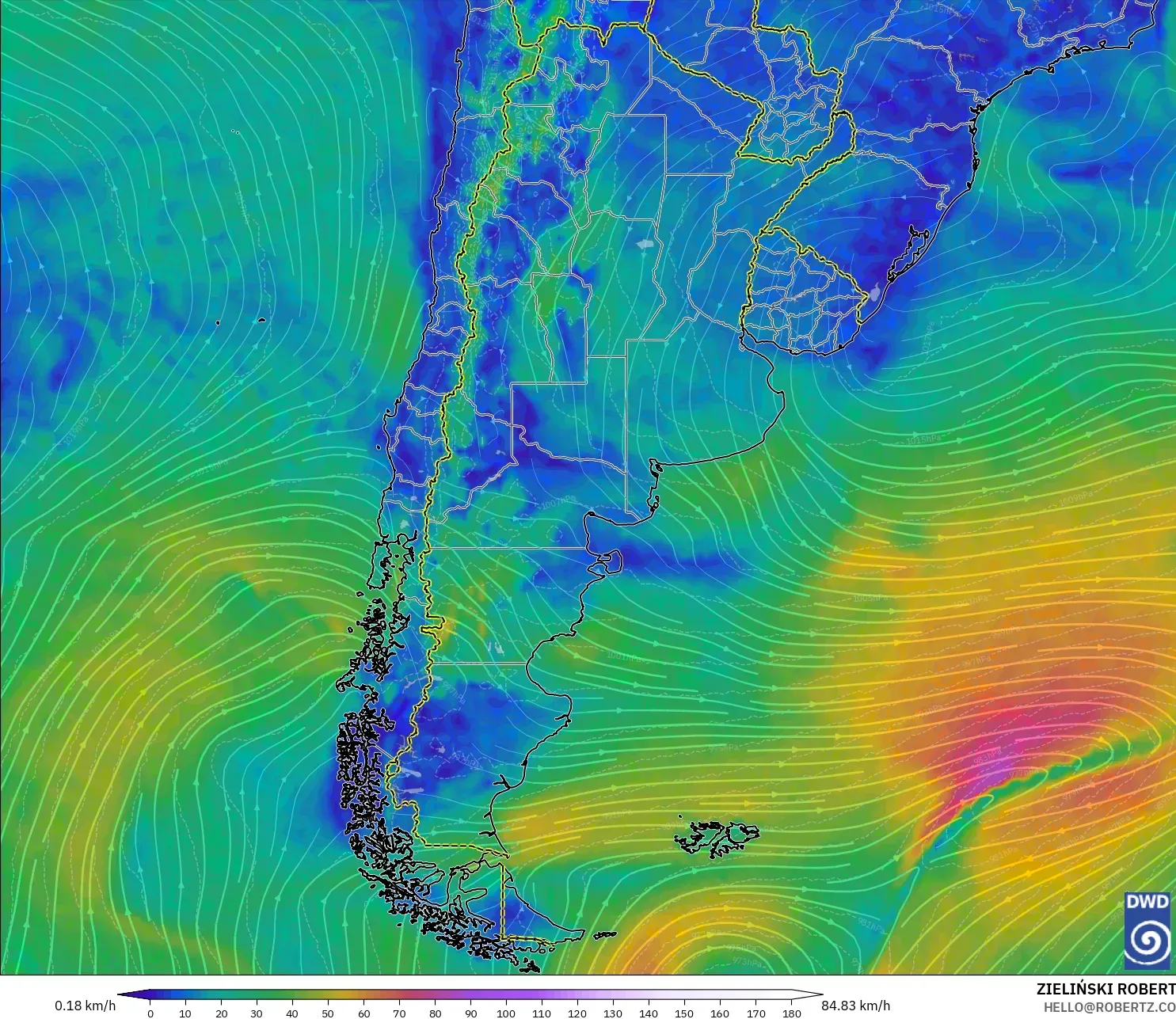 ICON model - Arjantin, 10 m Rüzgâr