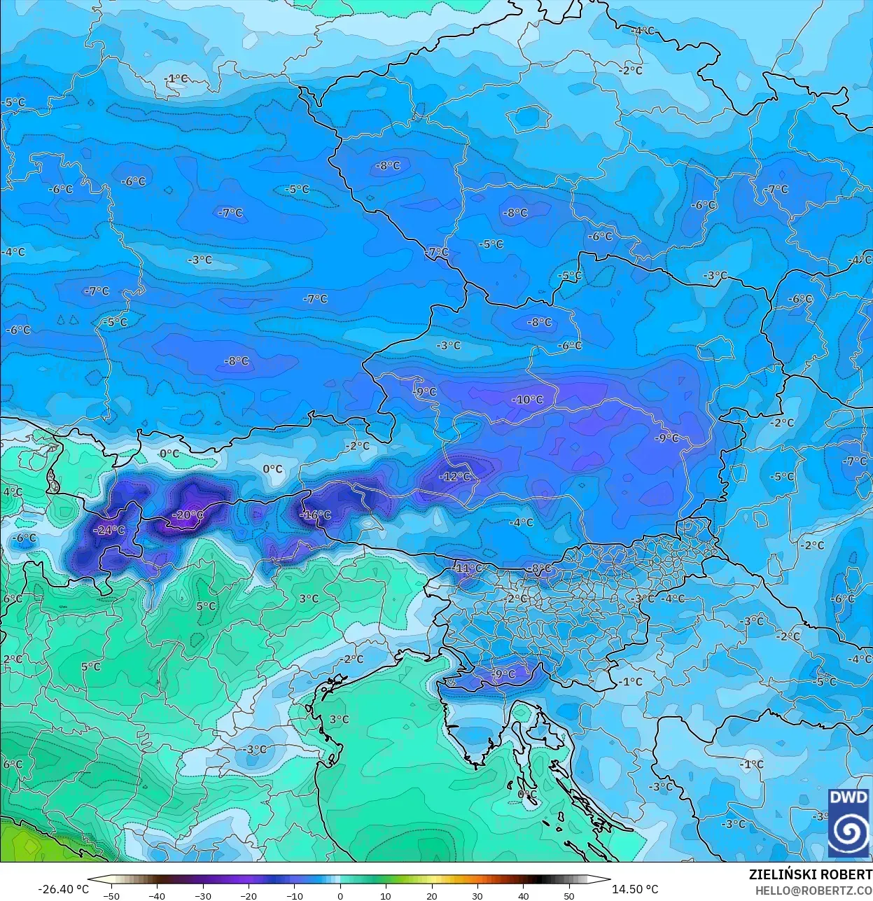 ICON model - Avusturya, 2 m Çiy Noktası
